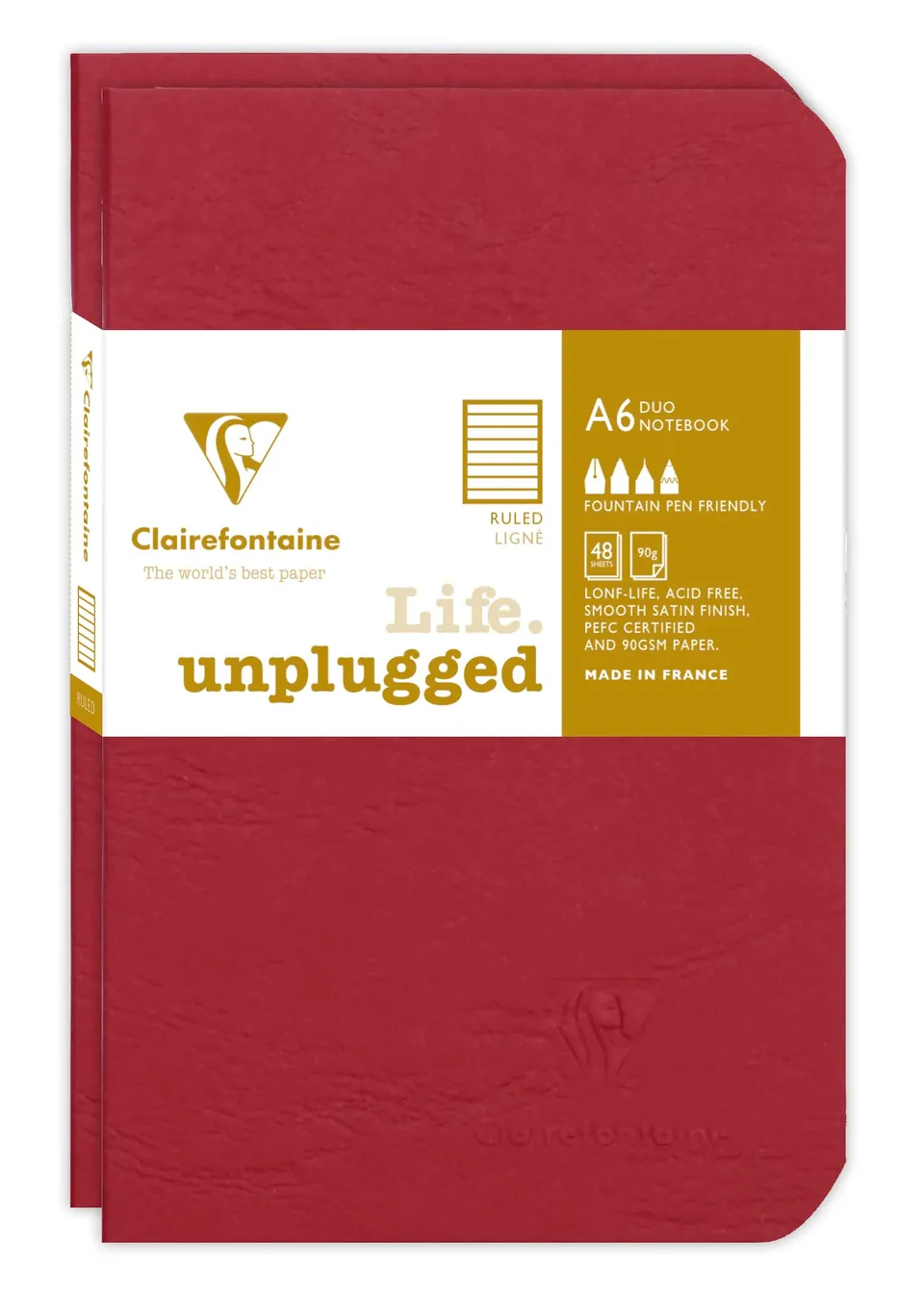 clairefontaine-age-bag-lot-2-carnets-rouge-9x14-lign-96p image 1