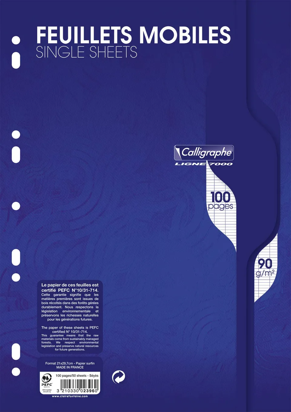 clairefontaine-calligraphe-2396c-feuillets-a4-100p-grands-carreaux image 1