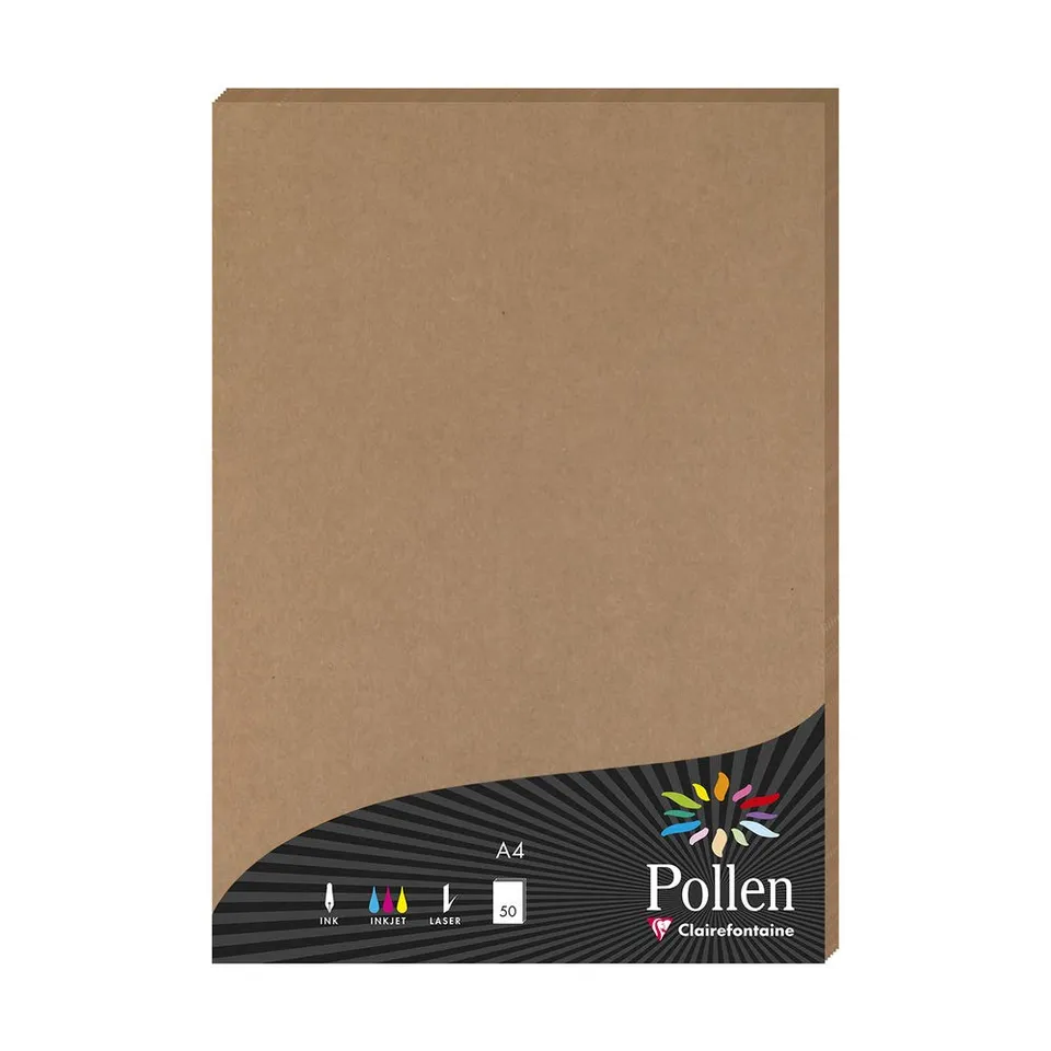clairefontaine-pollen-feuilles-a4-120g-kraft-lot-de-50-lisse image 1