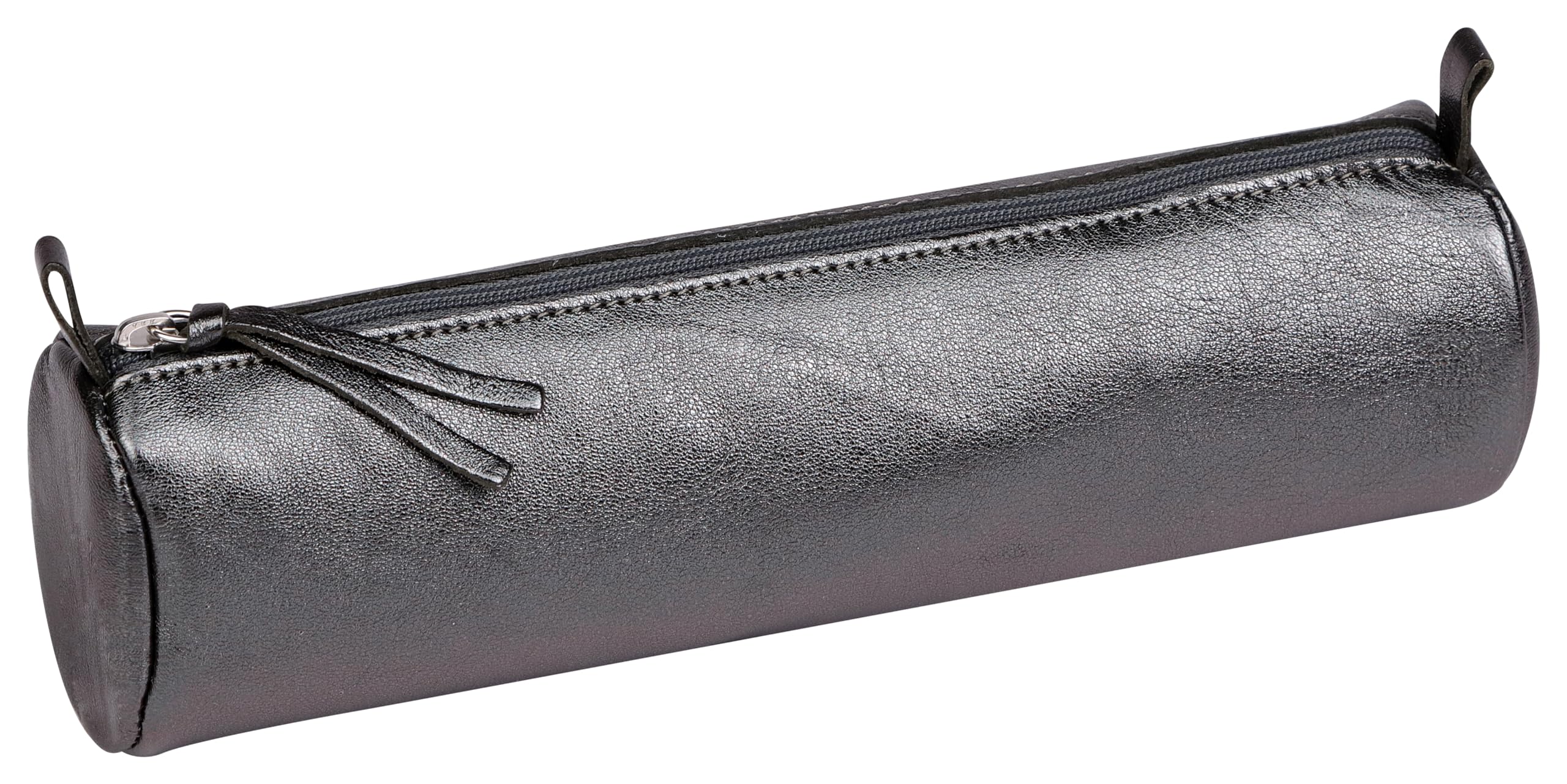 clairefontaine-age-bag-8690c-trousse-ronde-cuir-graphite-iris-22-cm image 1