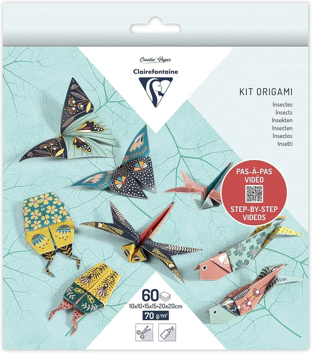 clairefontaine-tulip-kit-origami-60-feuilles-insectes-70g image 1