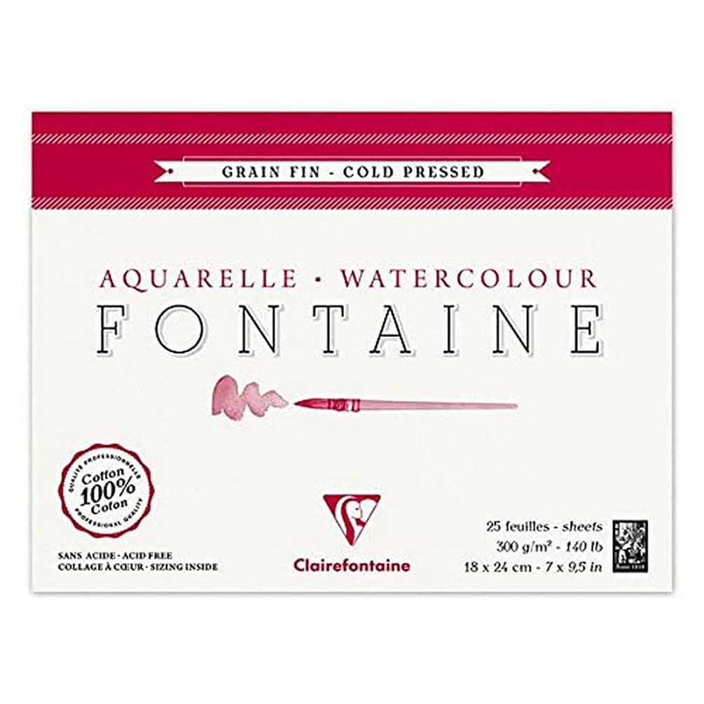 clairefontaine-fontaine-bloc-aquarelle-18x24-100-coton-25-feuilles image 1