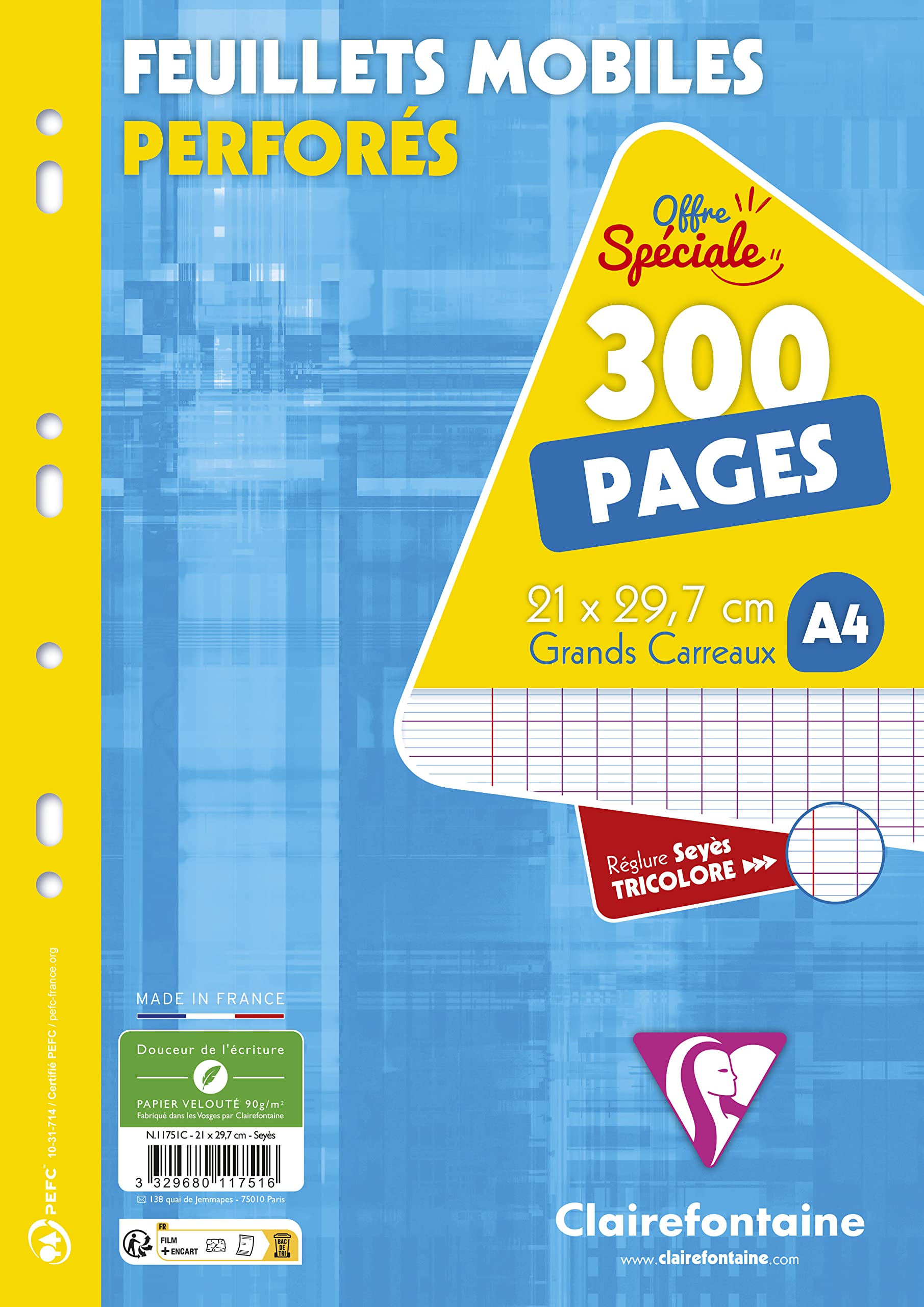 clairefontaine-1951-copies-perfor-es-a4-grands-carreaux-2x300-pages-90g image 4
