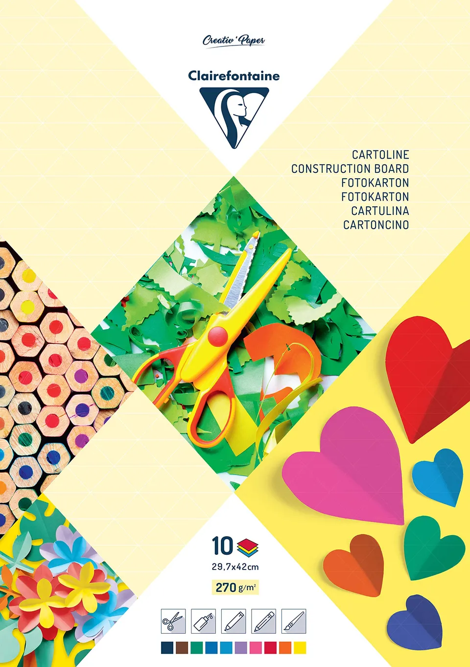 clairefontaine-tulip-paper-fotokarton-a3-10-feuilles-250g-couleurs image 1