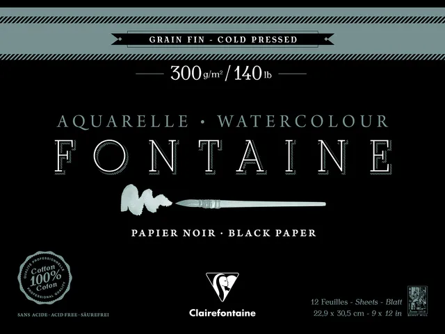 clairefontaine-fontaine-975308c-bloc-aquarelle-noir-23x30-5cm image 1