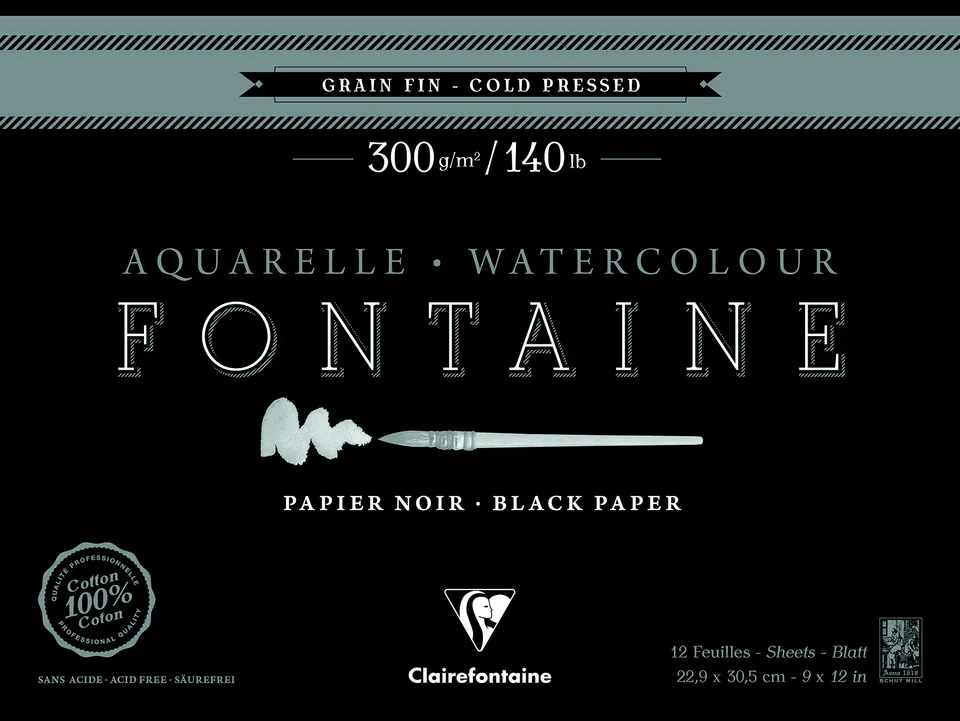 clairefontaine-fontaine-975308c-bloc-aquarelle-noir-23x30-5cm image 1