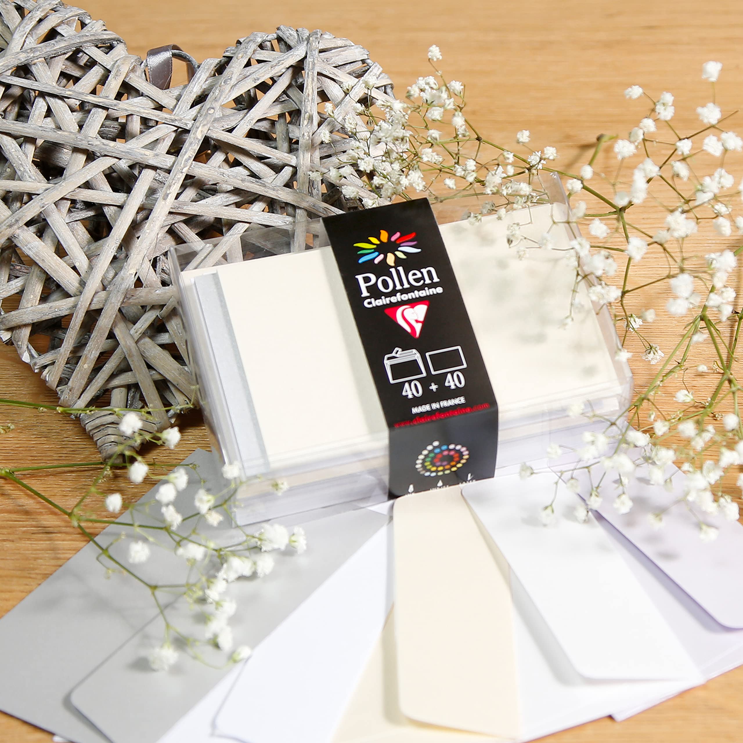 clairefontaine-pollen-coffret-mariage-40-cartes-enveloppes-c6 image 2