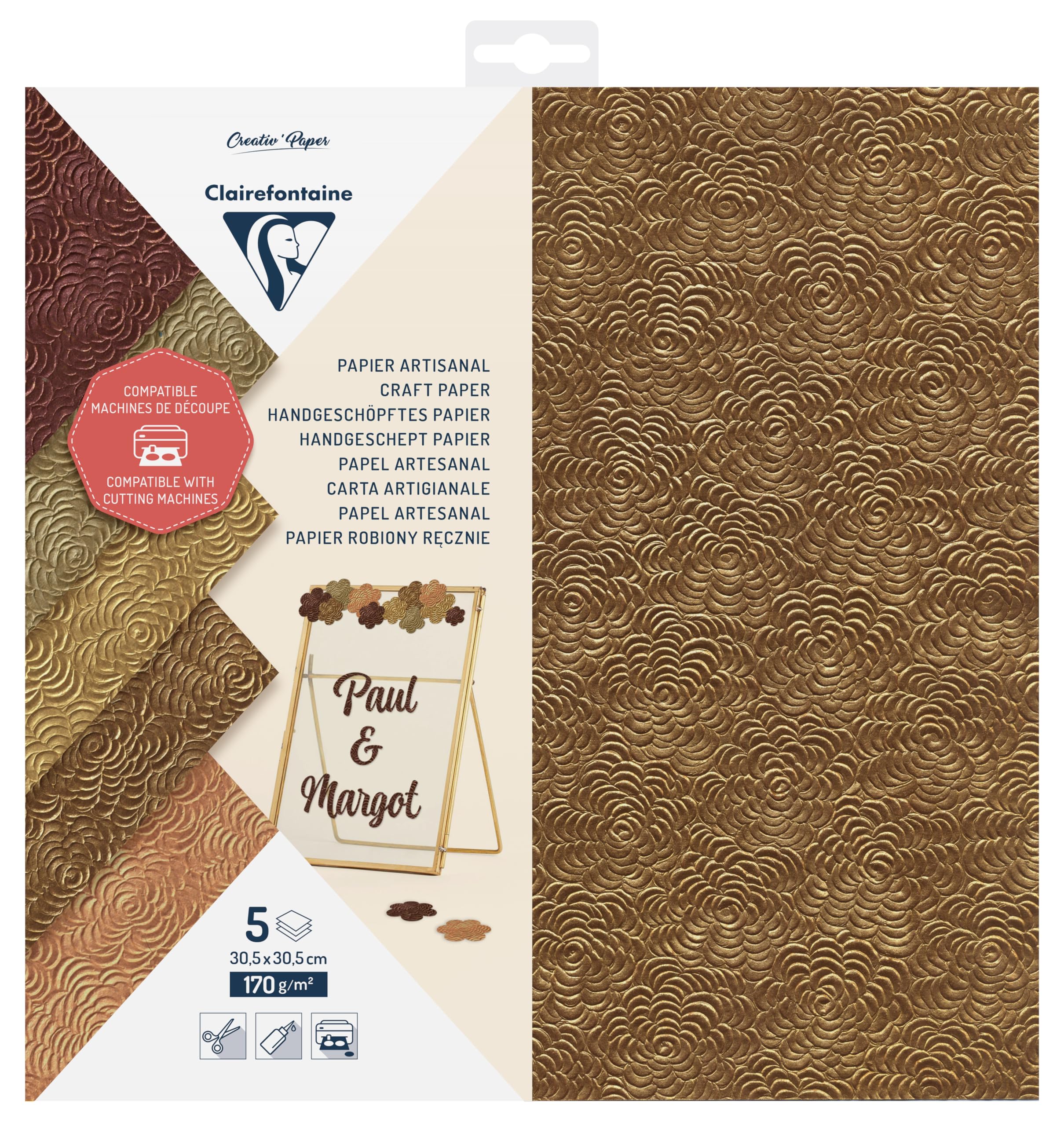 clairefontaine-95738c-papier-artisanal-assorti-30-5x30-5-lot-de-5 image 1