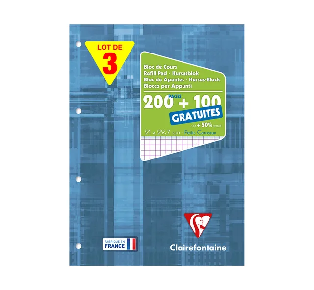 clairefontaine-back-to-basics-bloc-a4-lot-3-perfor-90g image 1