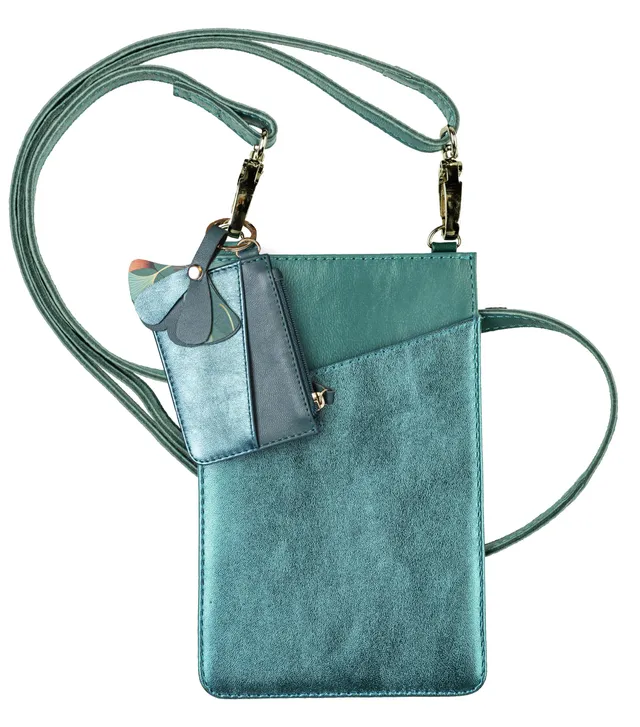 clairefontaine-ginkgo-pochette-t-l-phone-cuir-vert-3-pi-ces image 1