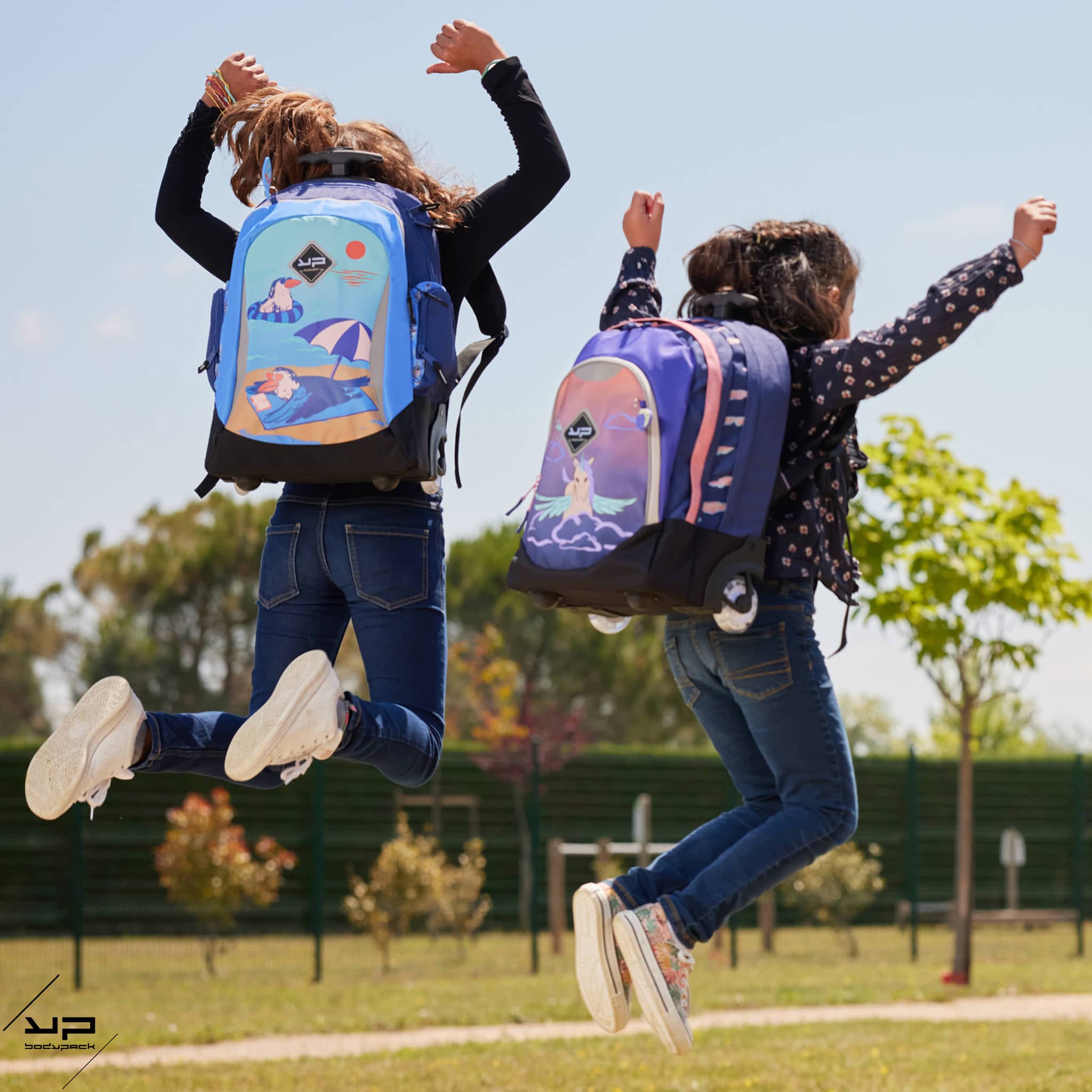 bodypack-farniente-sac-dos-roulettes-bleu-fille-2-compartiments image 2