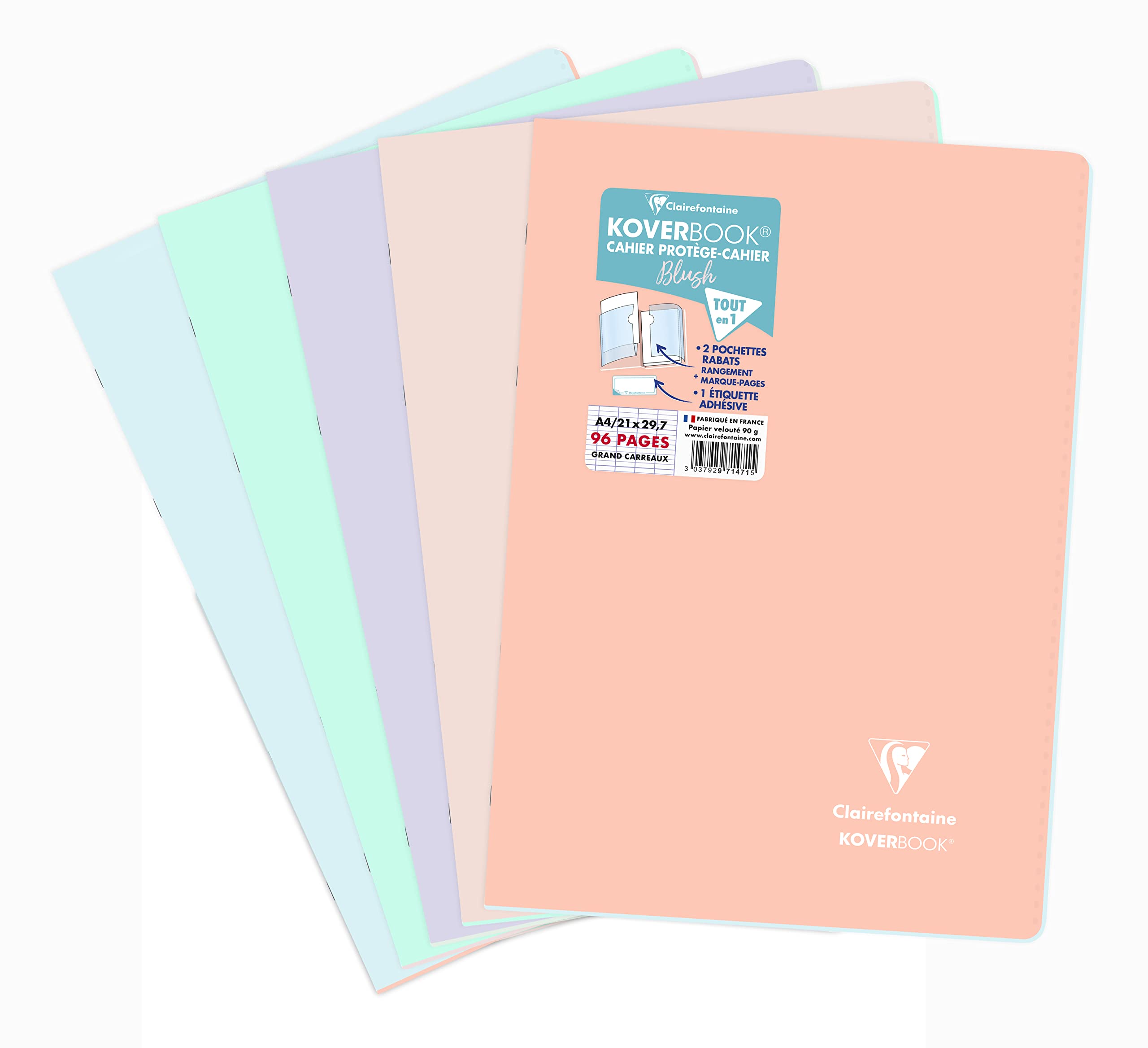 clairefontaine-koverbook-blush-cahier-a4-96p-grands-carreaux image 1