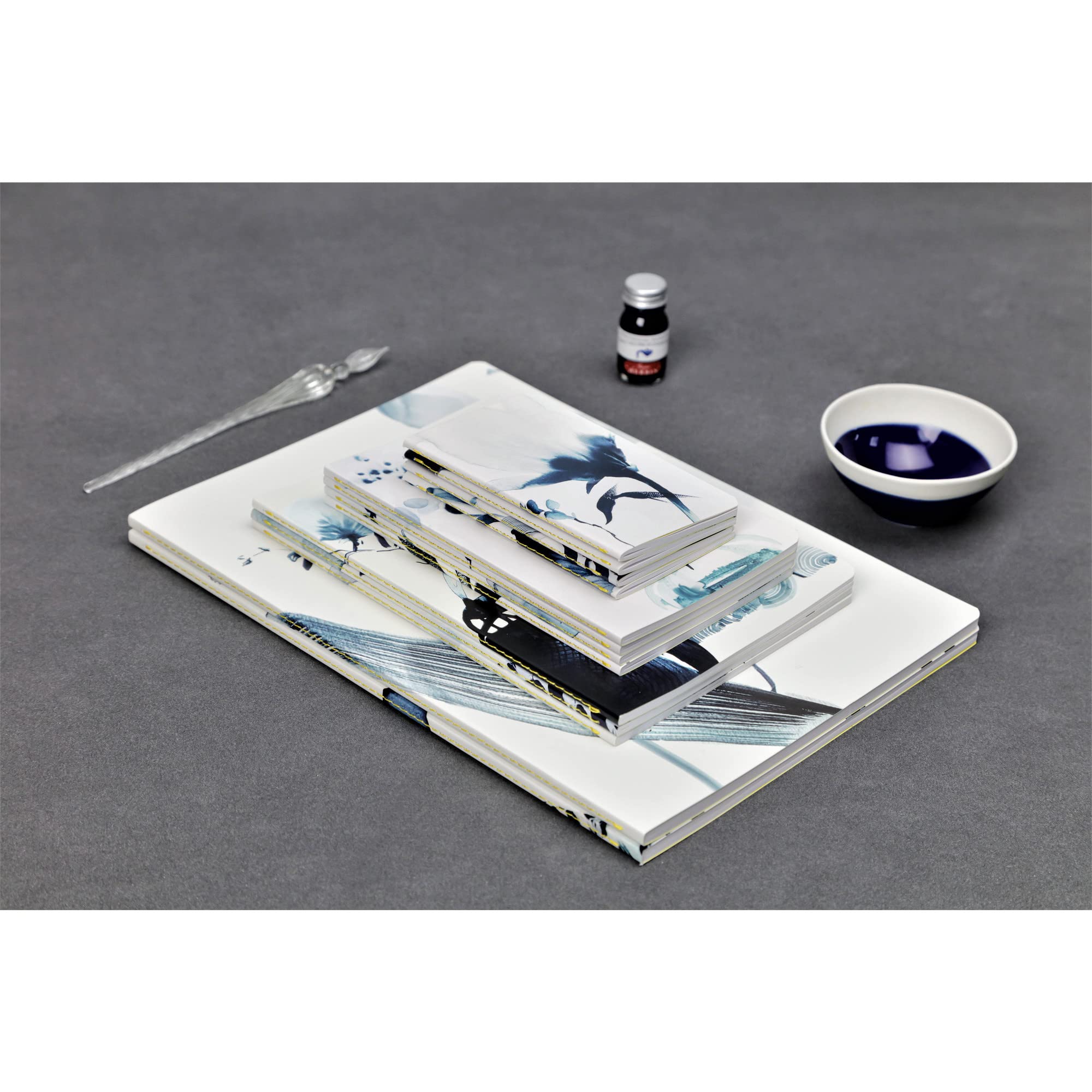 clairefontaine-inkebana-115926c-carnet-cousu-a5-floral-bleu image 5