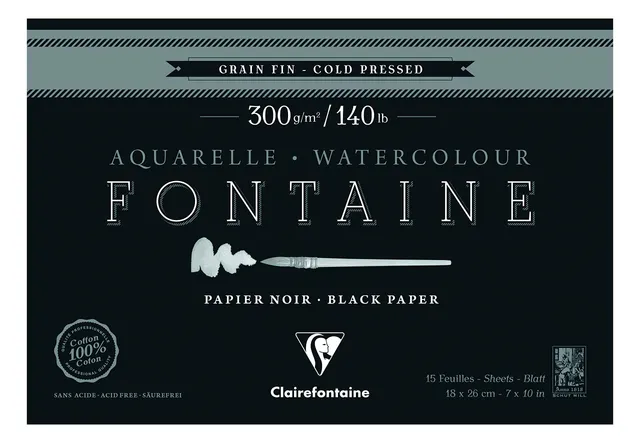 clairefontaine-painton-975302c-bloc-aquarelle-noir-18x26-cm-300g image 1