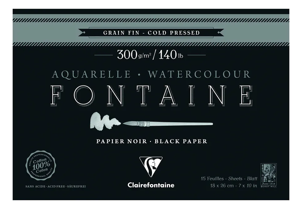 clairefontaine-painton-975302c-bloc-aquarelle-noir-18x26-cm-300g image 1