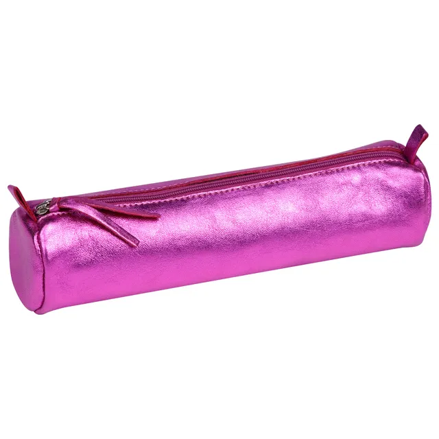 clairefontaine-age-bag-8713c-trousse-ronde-cuir-fuchsia-22-cm image 1