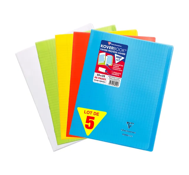 clairefontaine-koverbook-cahier-24x32-lot-de-5-grands-carreaux image 1