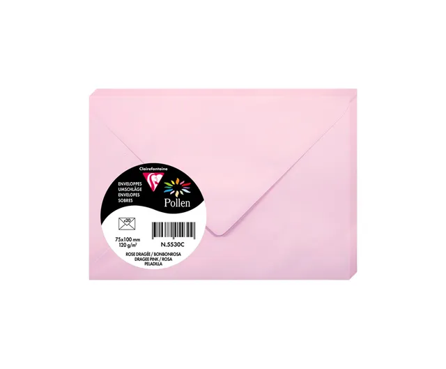 clairefontaine-pollen-5530c-mini-enveloppe-rose-drag-e-7-5x10-lot-20 image 1