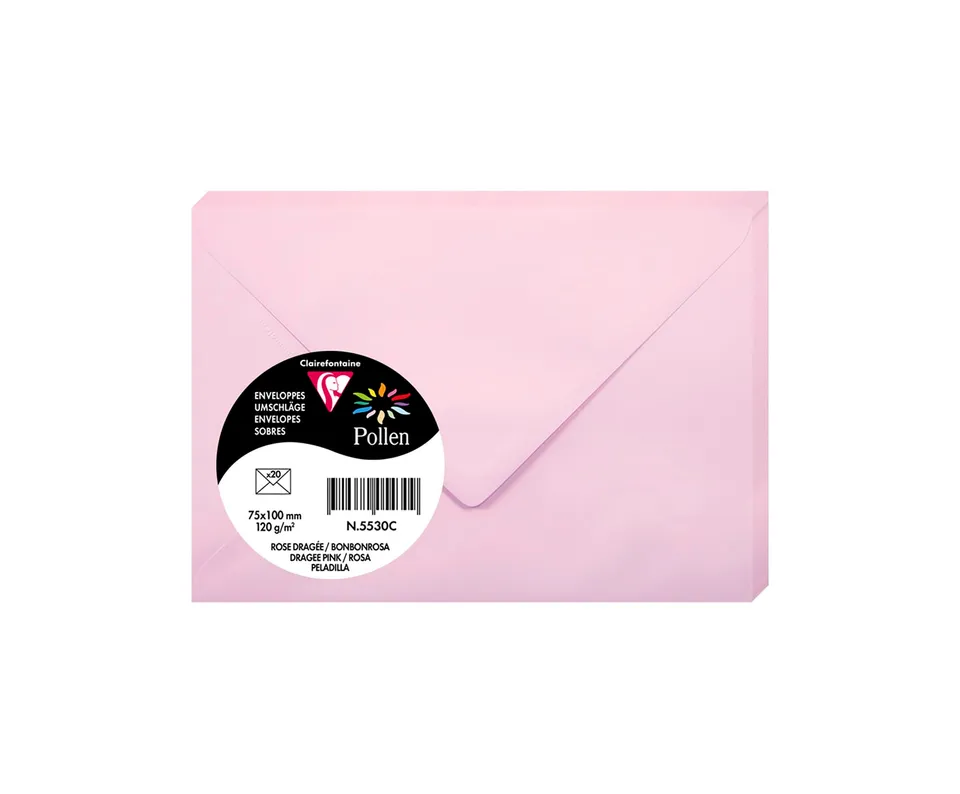 clairefontaine-pollen-5530c-mini-enveloppe-rose-drag-e-7-5x10-lot-20 image 1