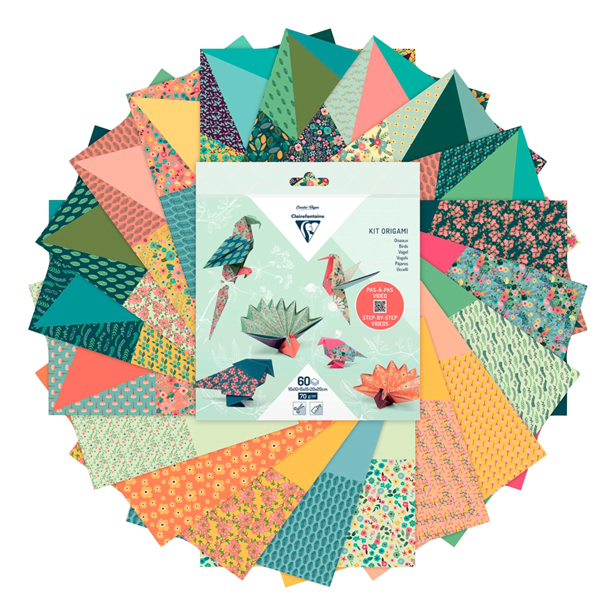 clairefontaine-tulip-95382c-kit-origami-oiseaux-60-feuilles-70g image 1