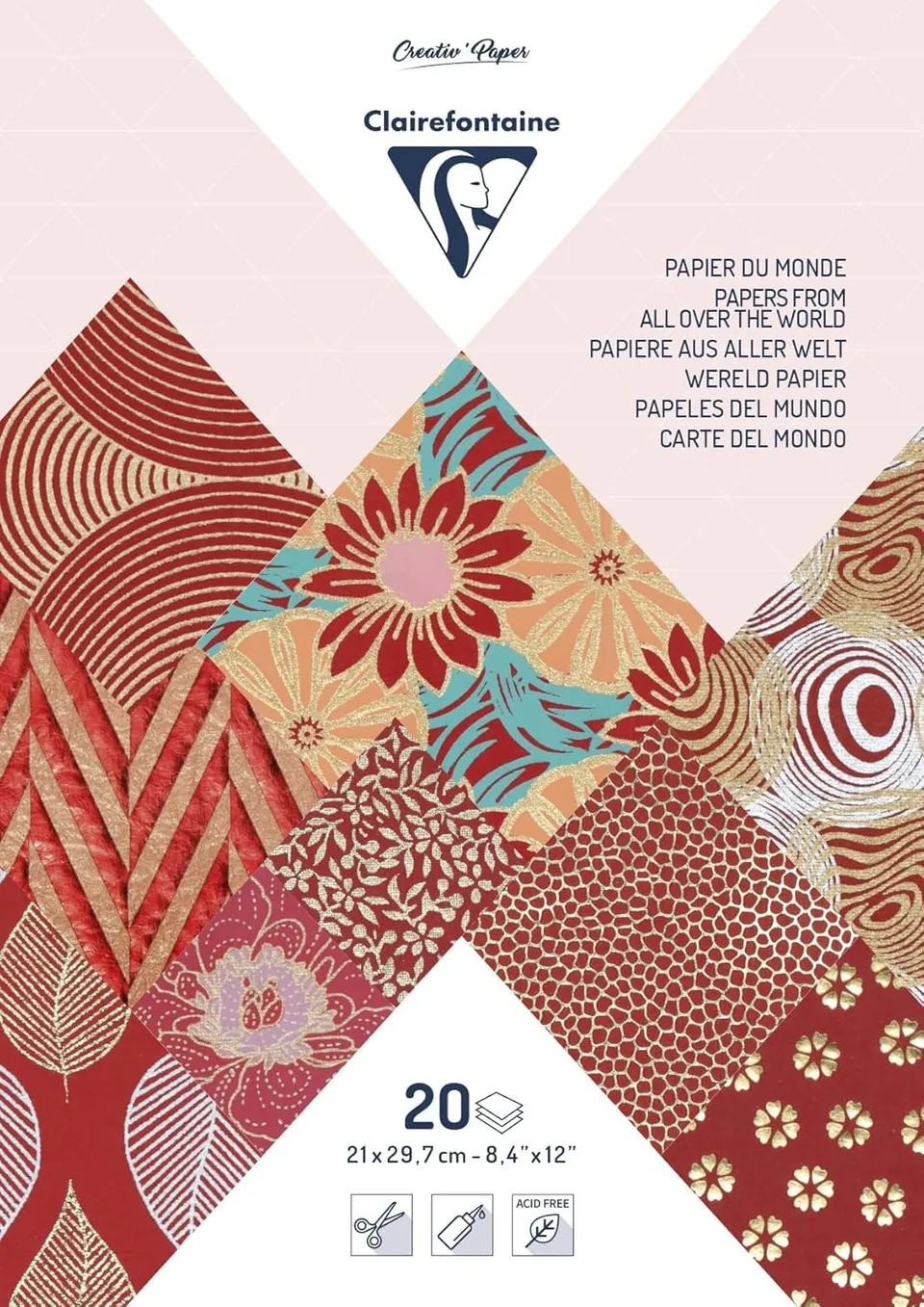 clairefontaine-bloc-papiers-artisanaux-rouges-a4-20-feuilles image 1