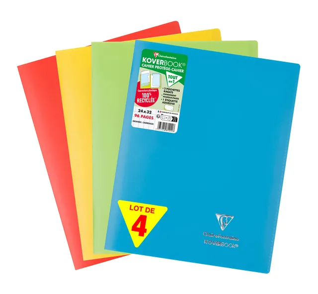 clairefontaine-forever-koverbook-cahier-24x32-96p-grands-carreaux-lot-4 image 1