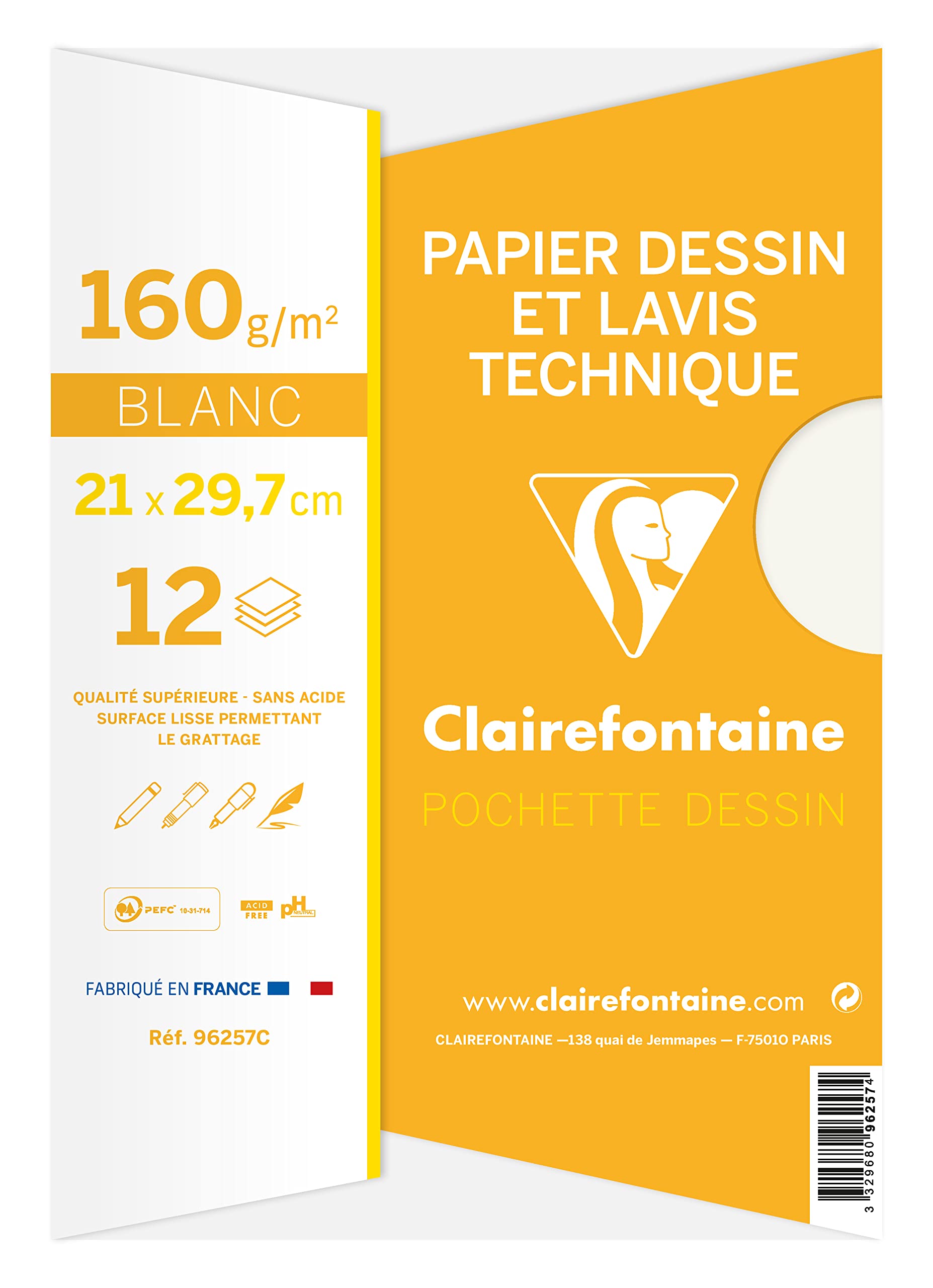 clairefontaine-painton-96257c-papier-dessin-a4-12-feuilles-160g-lisse image 2