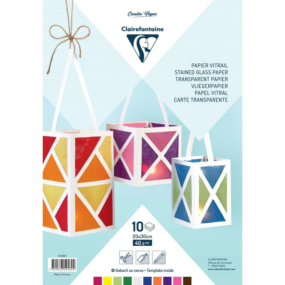 clairefontaine-tulip-papier-vitrail-20x30cm-10-couleurs-40g image 1