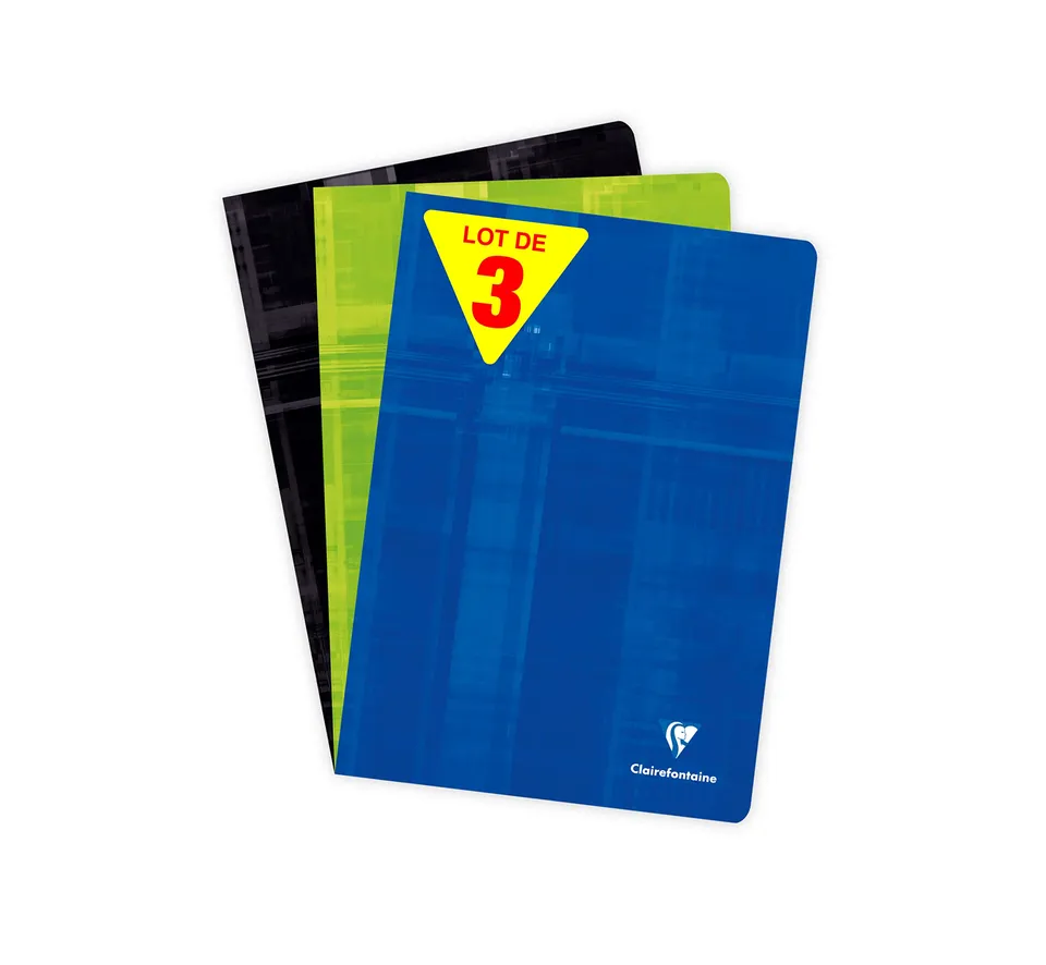 clairefontaine-lot-3-cahiers-a4-petits-carreaux-96-pages-90g image 1