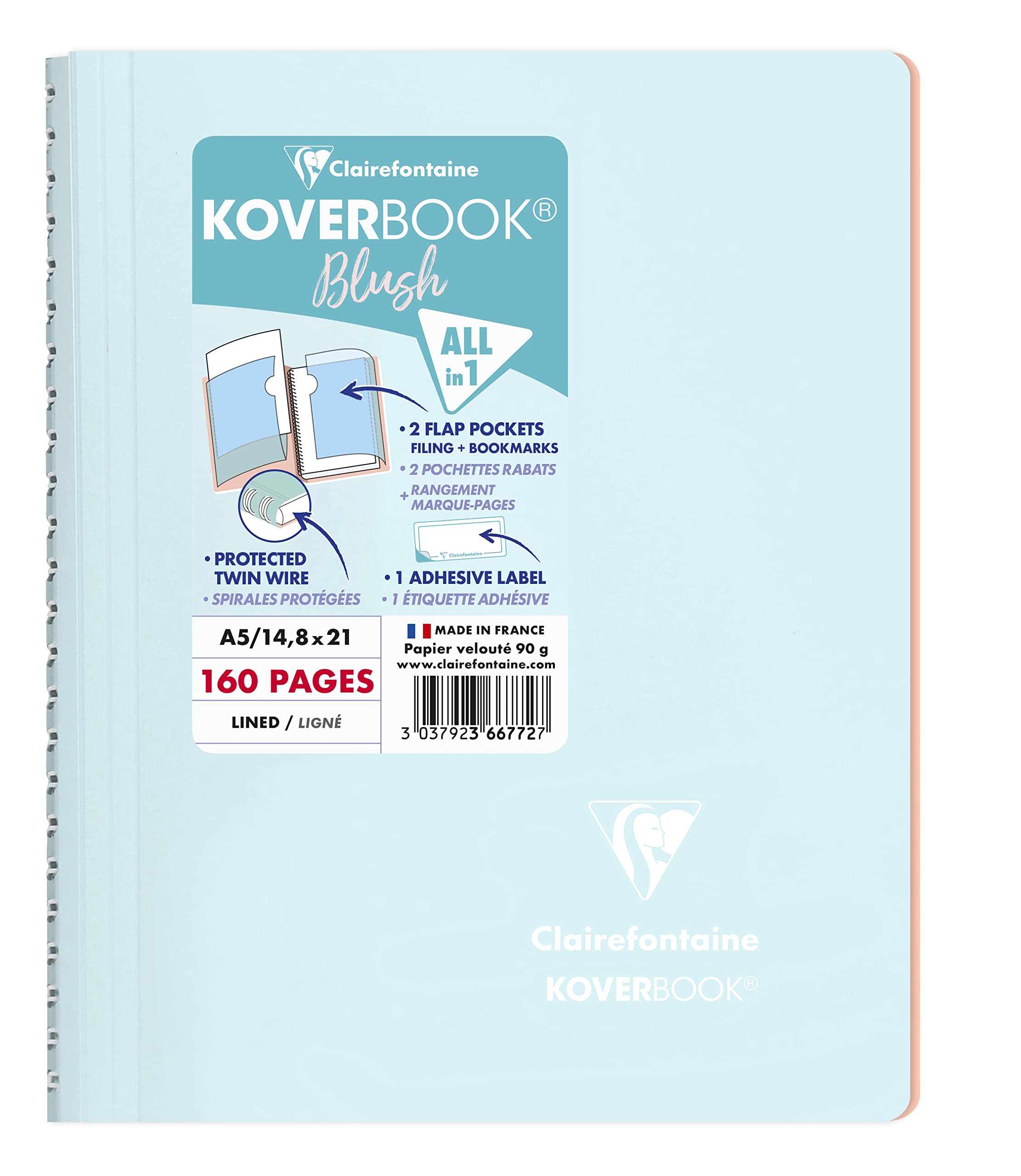 clairefontaine-koverbook-366778c-cahier-spirale-a5-rose-lign image 8
