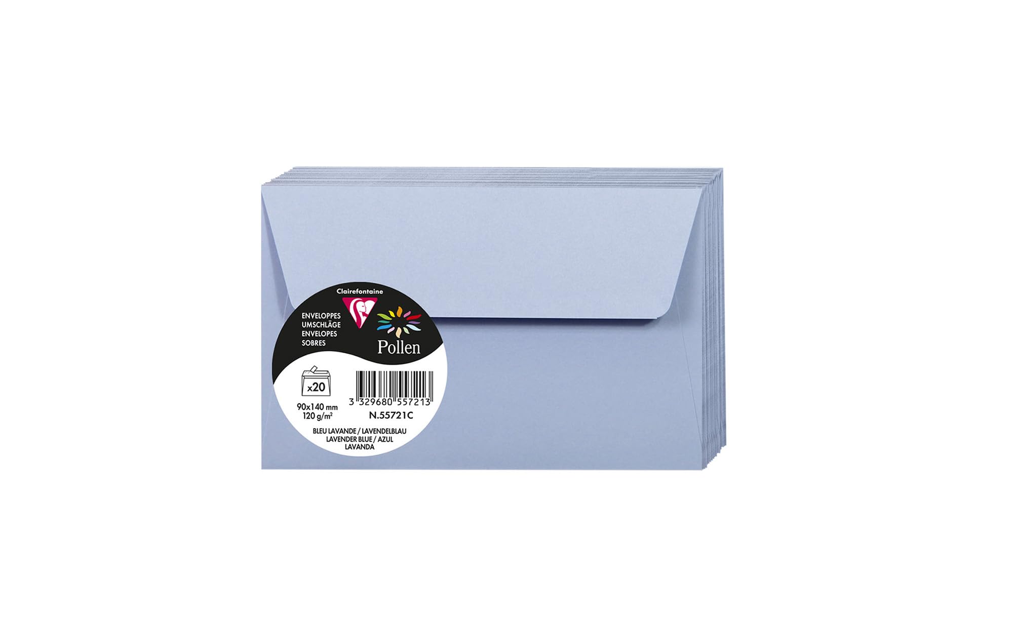 clairefontaine-pollen-55721c-enveloppes-9x14-bleu-lavande-x20-120g image 1