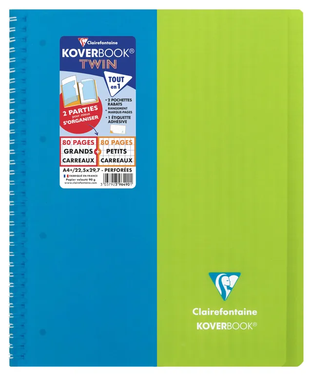 clairefontaine-1951-396490c-cahier-spirale-koverbook-twin-a4-160p image 1