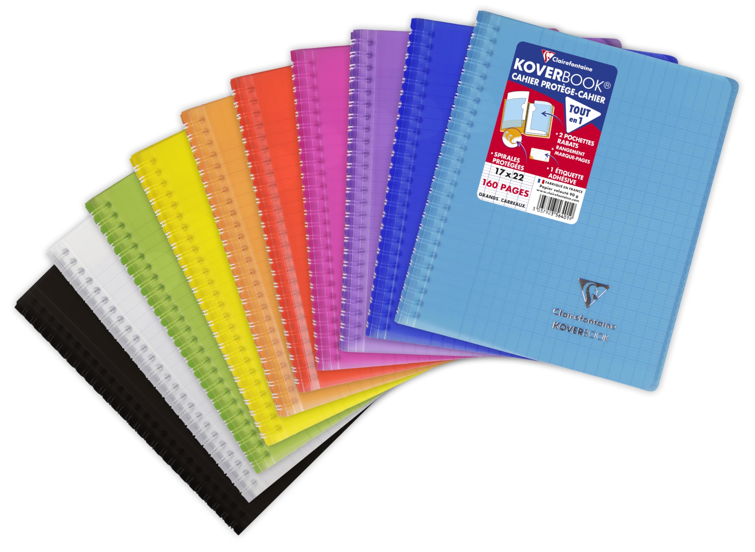 clairefontaine-koverbook-356401c-cahier-spirale-17x22-160p-grands-carreaux image 1