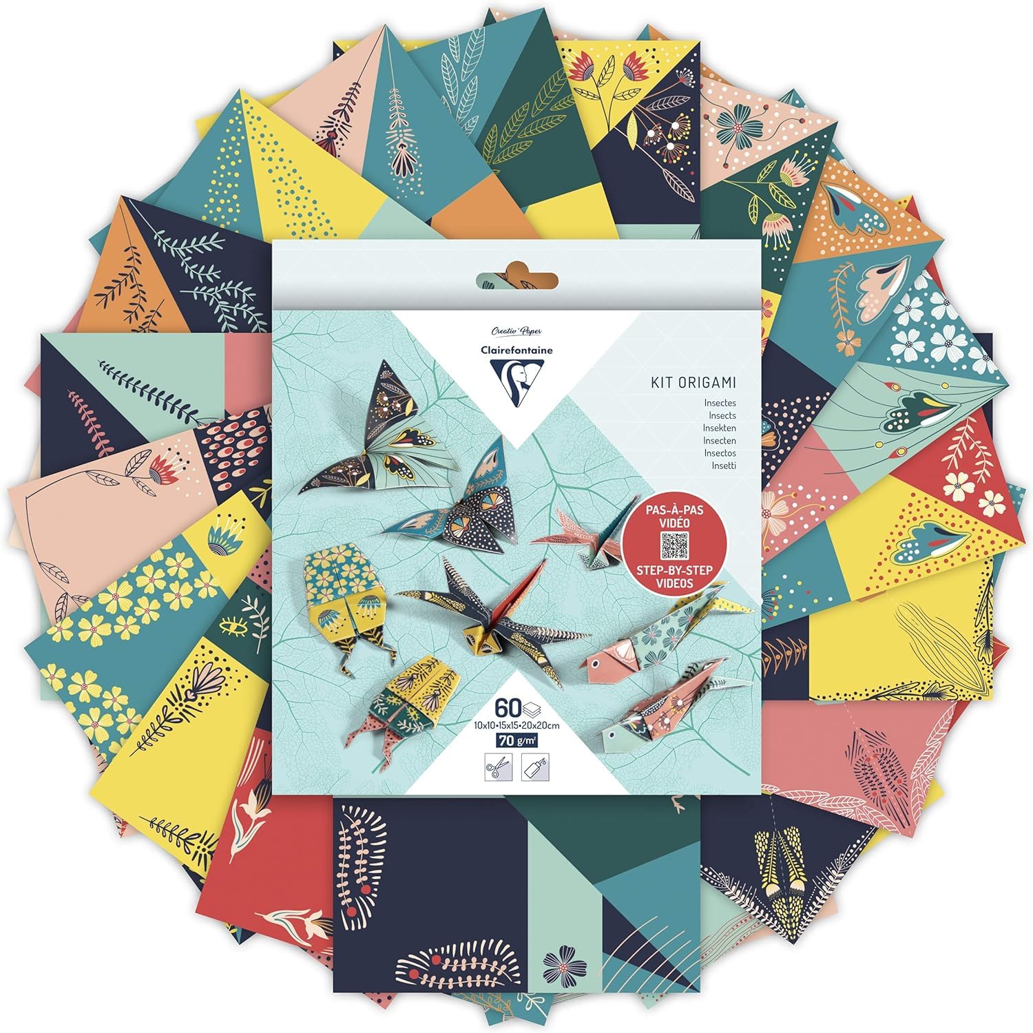 clairefontaine-tulip-kit-origami-60-feuilles-insectes-70g image 2