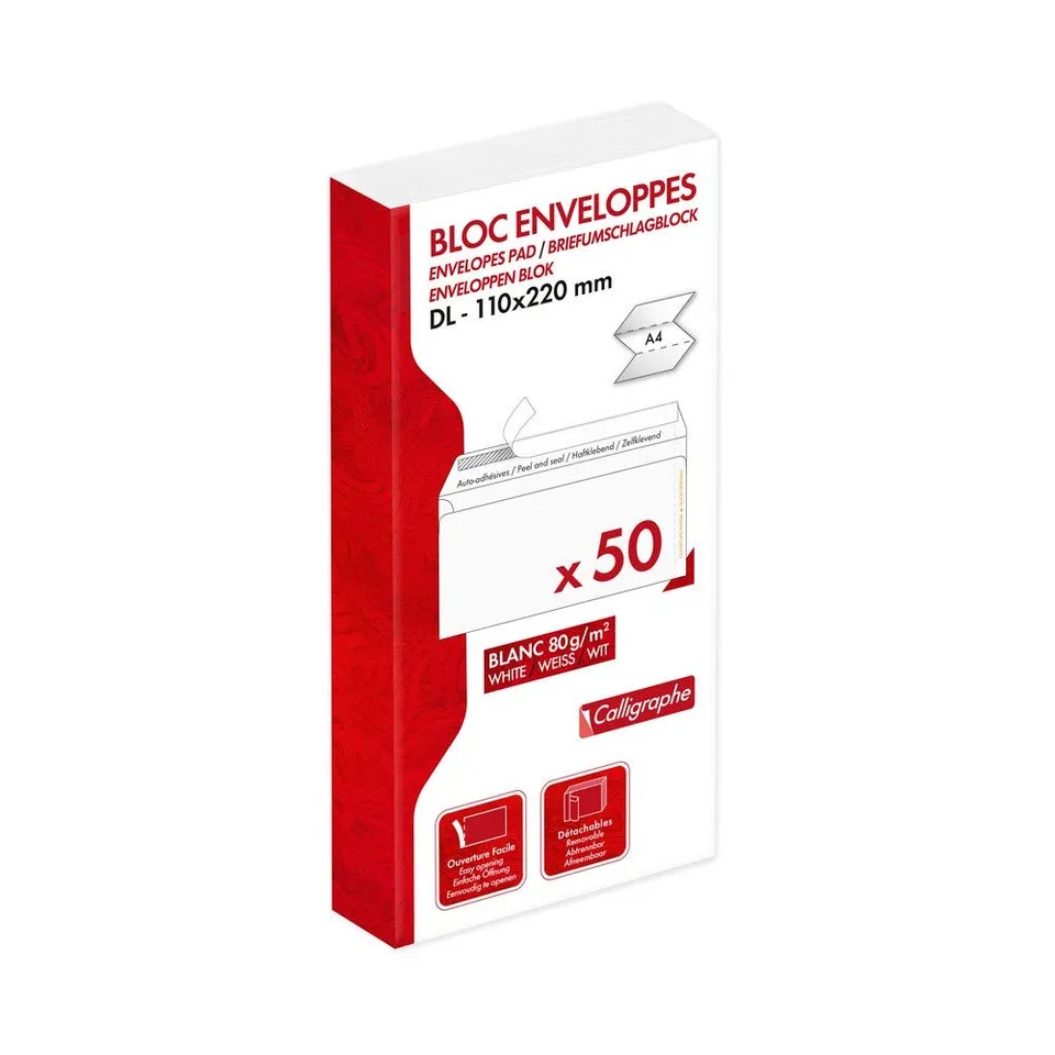 clairefontaine-calligraphe-enveloppes-dl-blanches-x50-80g image 1