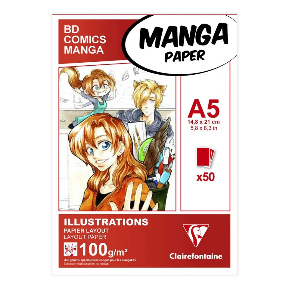 clairefontaine-94041c-bloc-manga-illustration-a5-50-feuilles-100g image 1