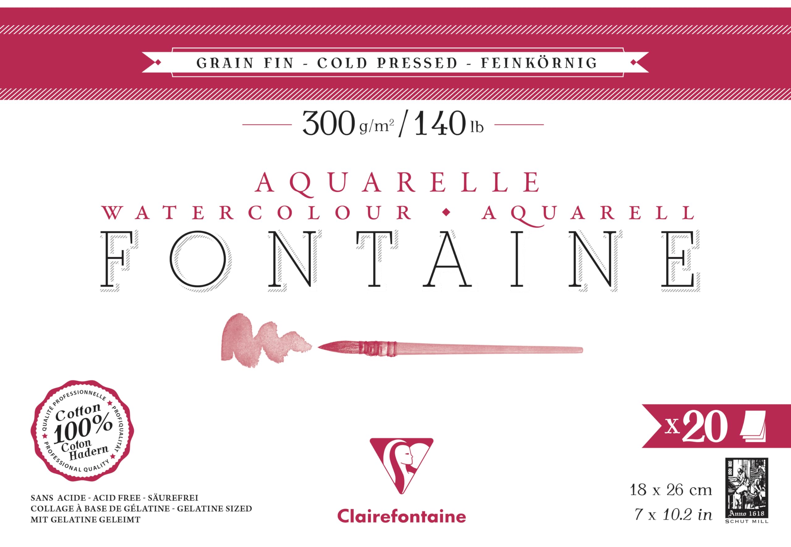 clairefontaine-fontaine-bloc-aquarelle-18x24-100-coton-25-feuilles image 2