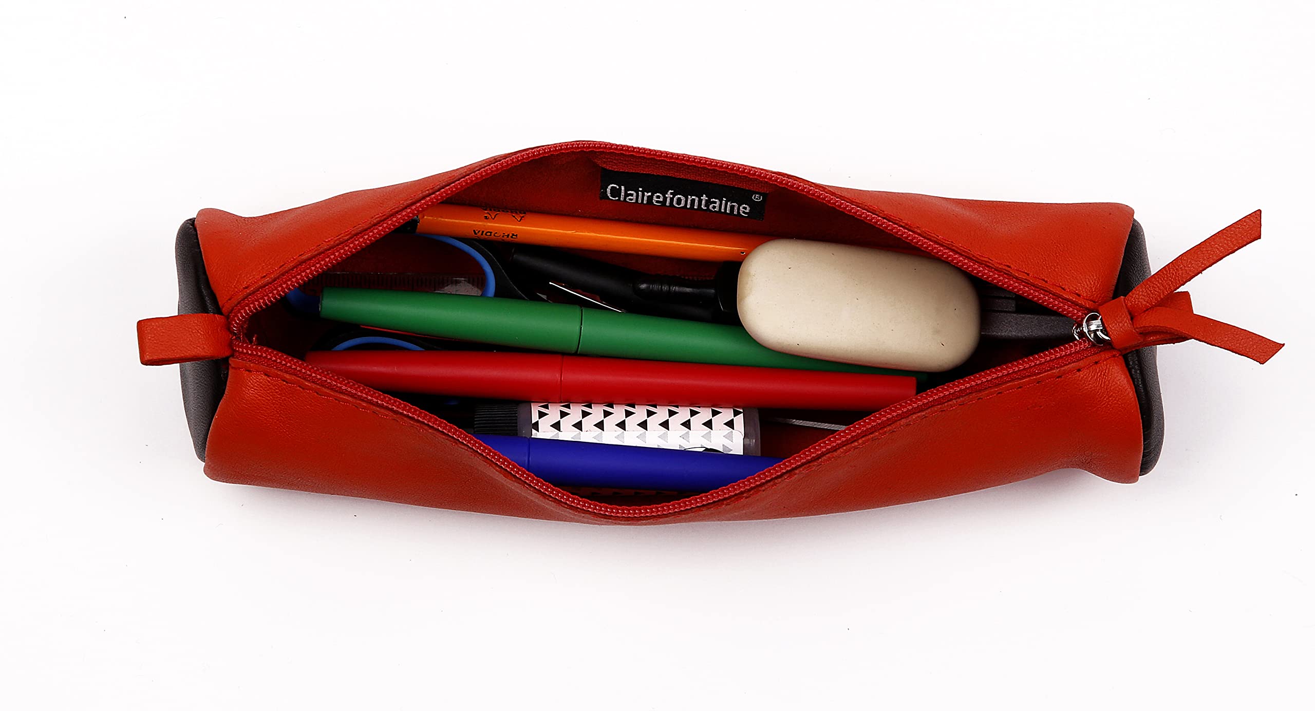 clairefontaine-age-bag-8298c-trousse-cuir-orange-marron-5-5x22cm image 2