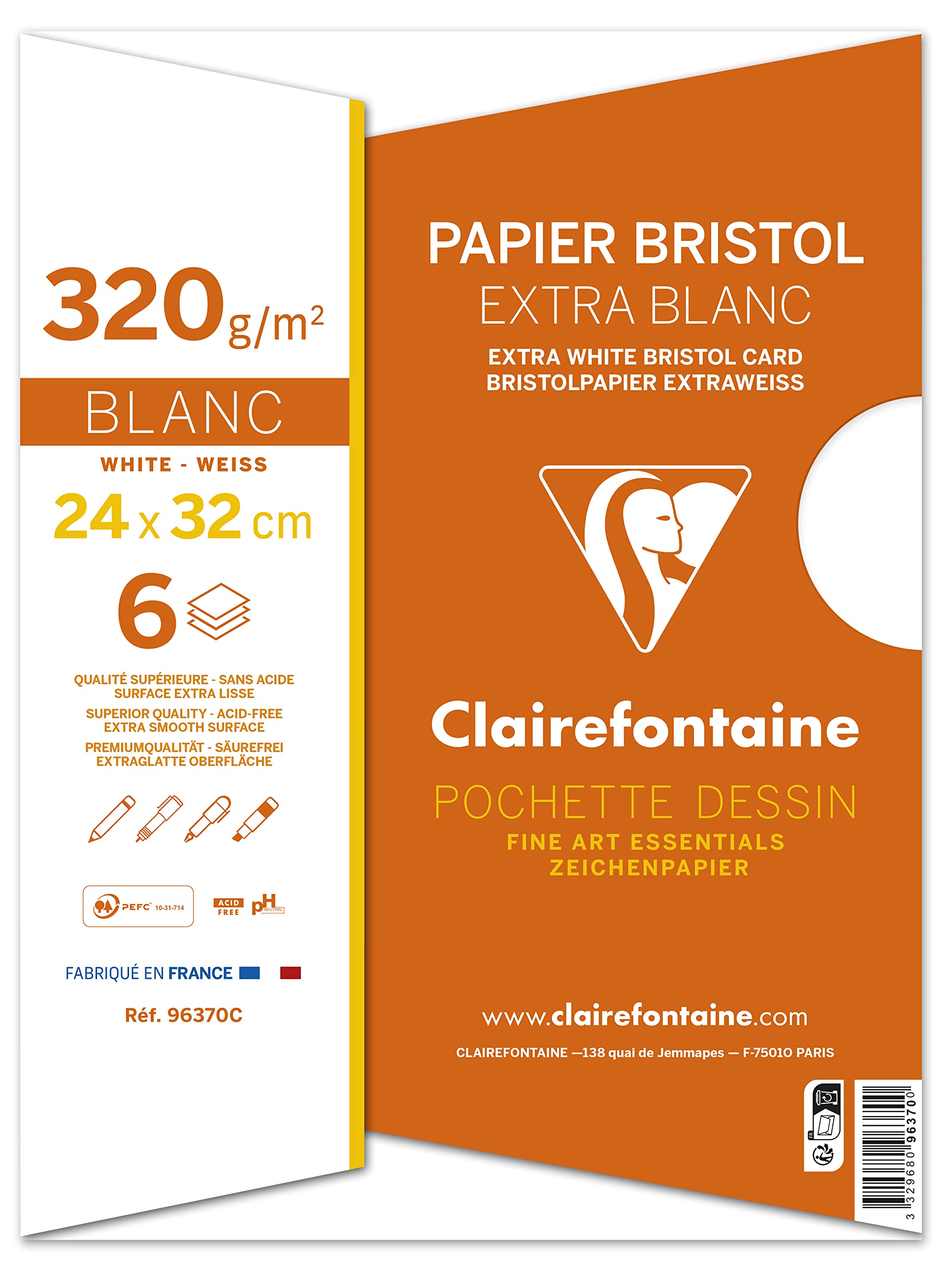clairefontaine-painton-pochette-bristol-blanc-24x32-cm-6-feuilles-320g image 2