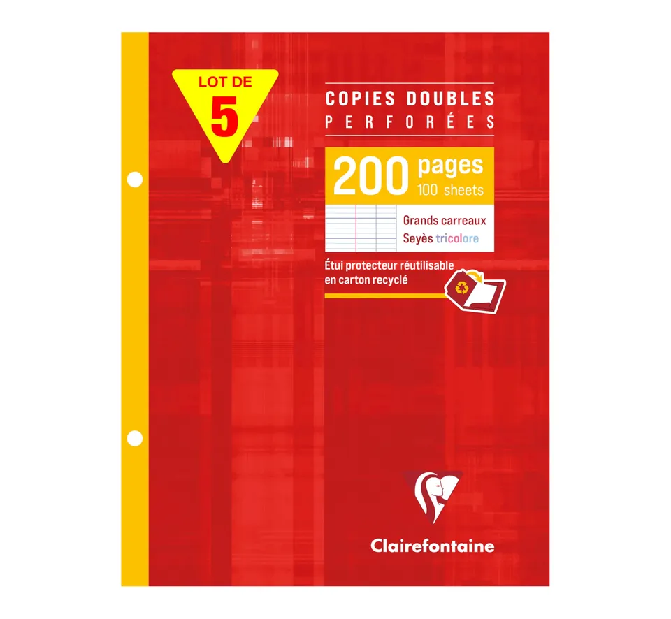 clairefontaine-4411c-copies-doubles-17x22-cm-lot-de-5-grands-carreaux image 1
