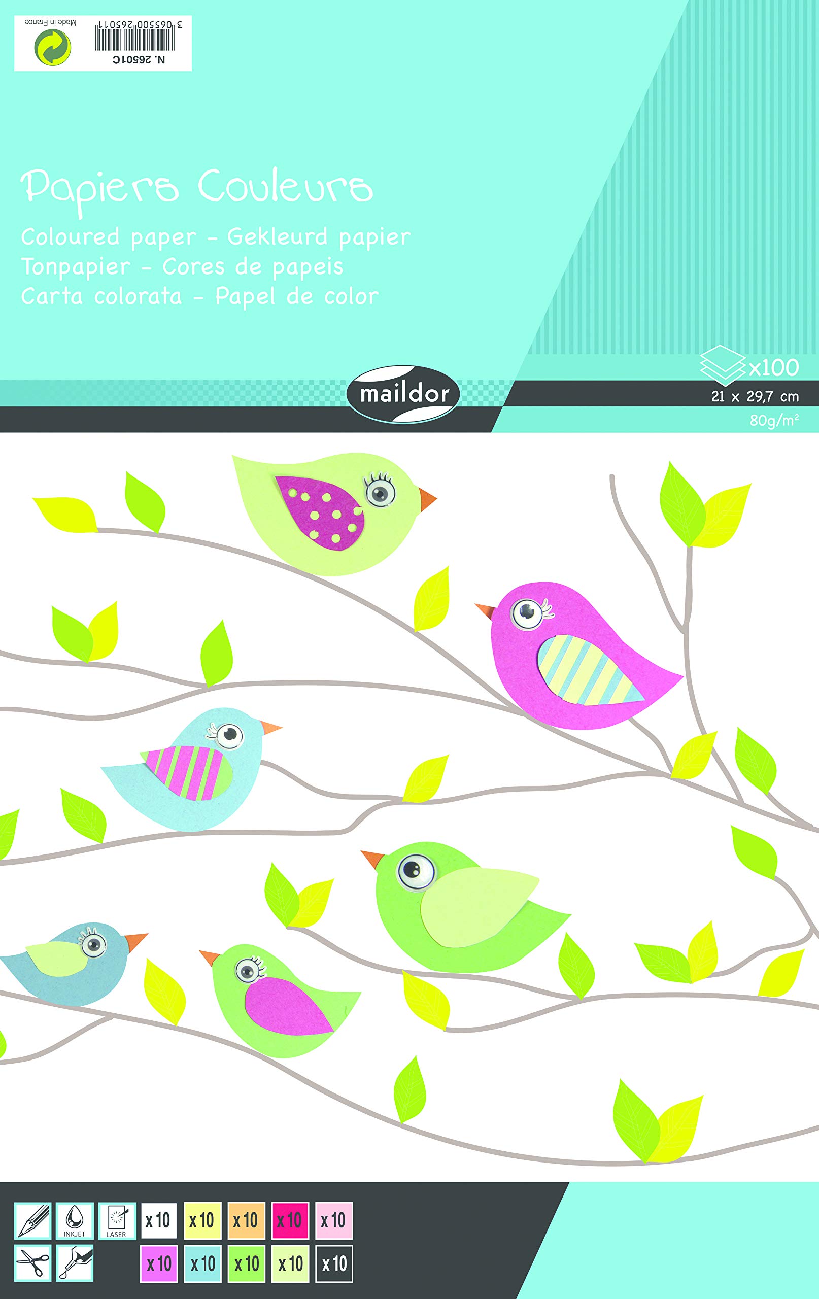 clairefontaine-back-to-basics-bloc-papier-couleur-a4-100-feuilles-80g image 1