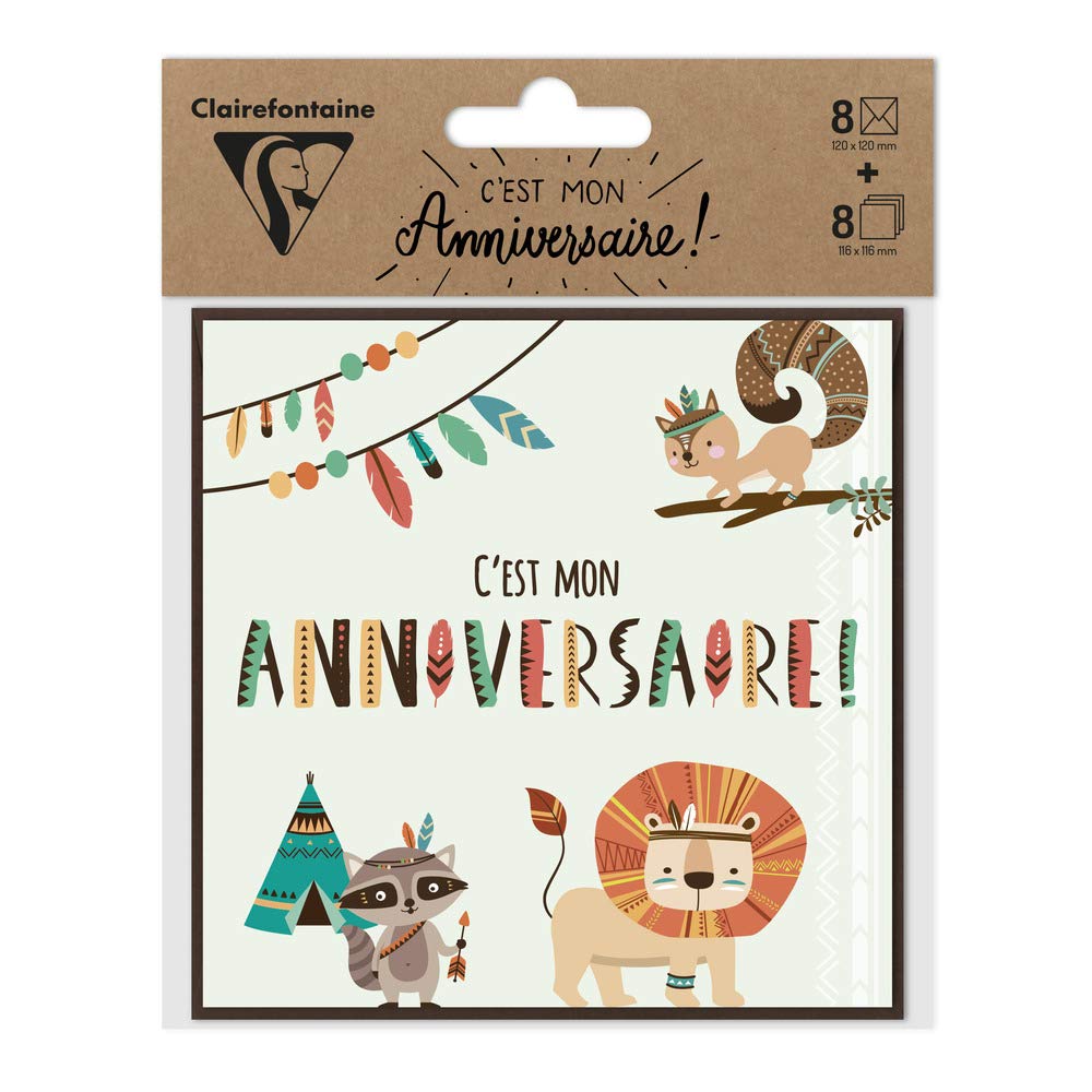 clairefontaine-pollen-set-8-cartes-anniversaire-gar-on-indiens-enveloppes image 5