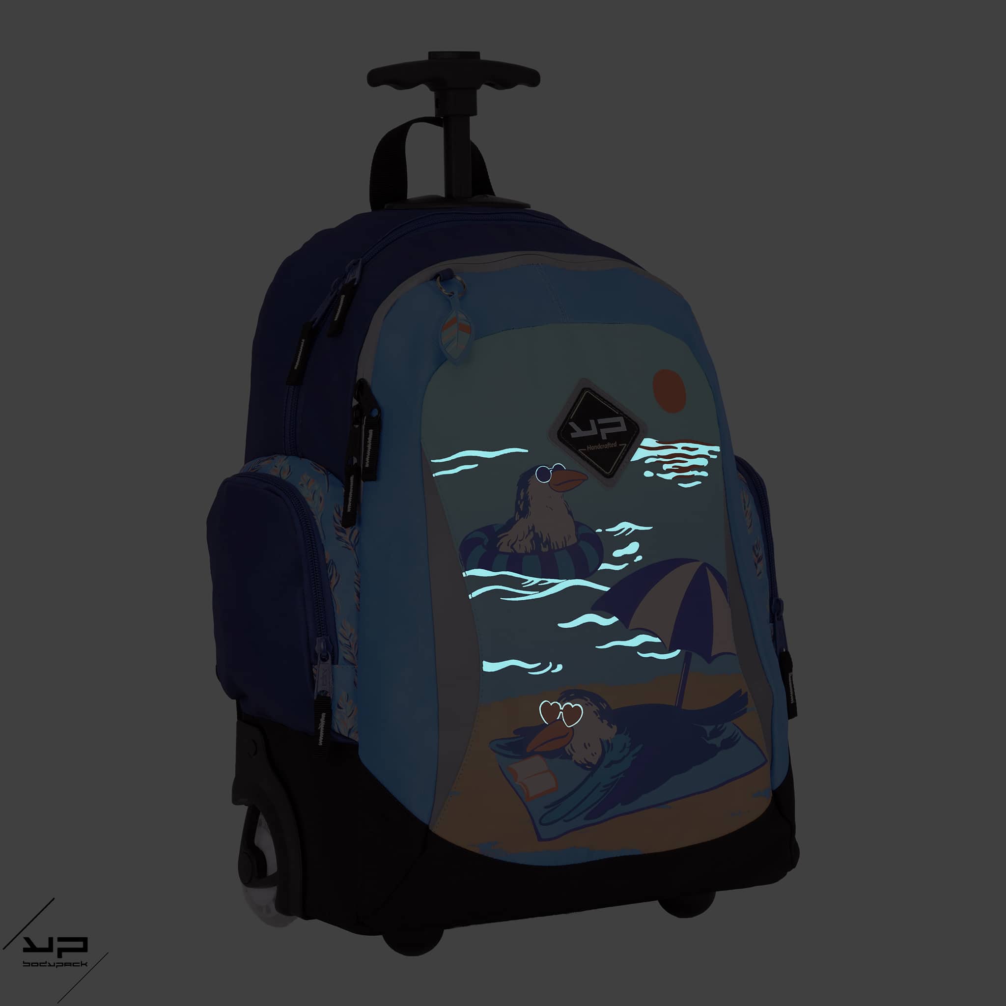 bodypack-farniente-sac-dos-roulettes-bleu-fille-2-compartiments image 4