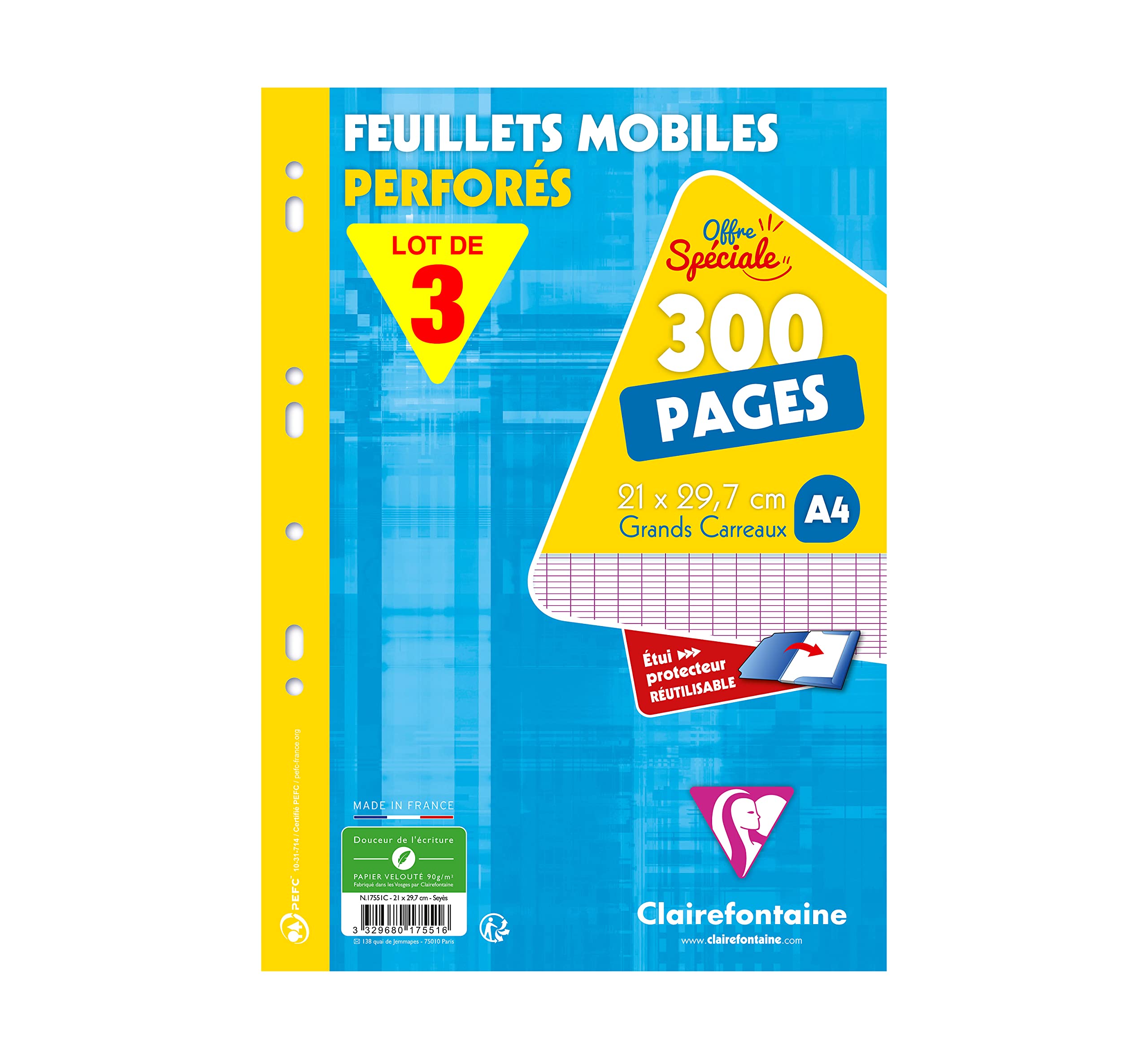 clairefontaine-back-to-basics-lot-3-tuis-copies-a4-grands-carreaux image 1