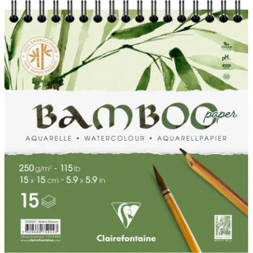 clairefontaine-painton-bloc-papier-aquarelle-bamboo-250g-15x15-lot-2 image 1