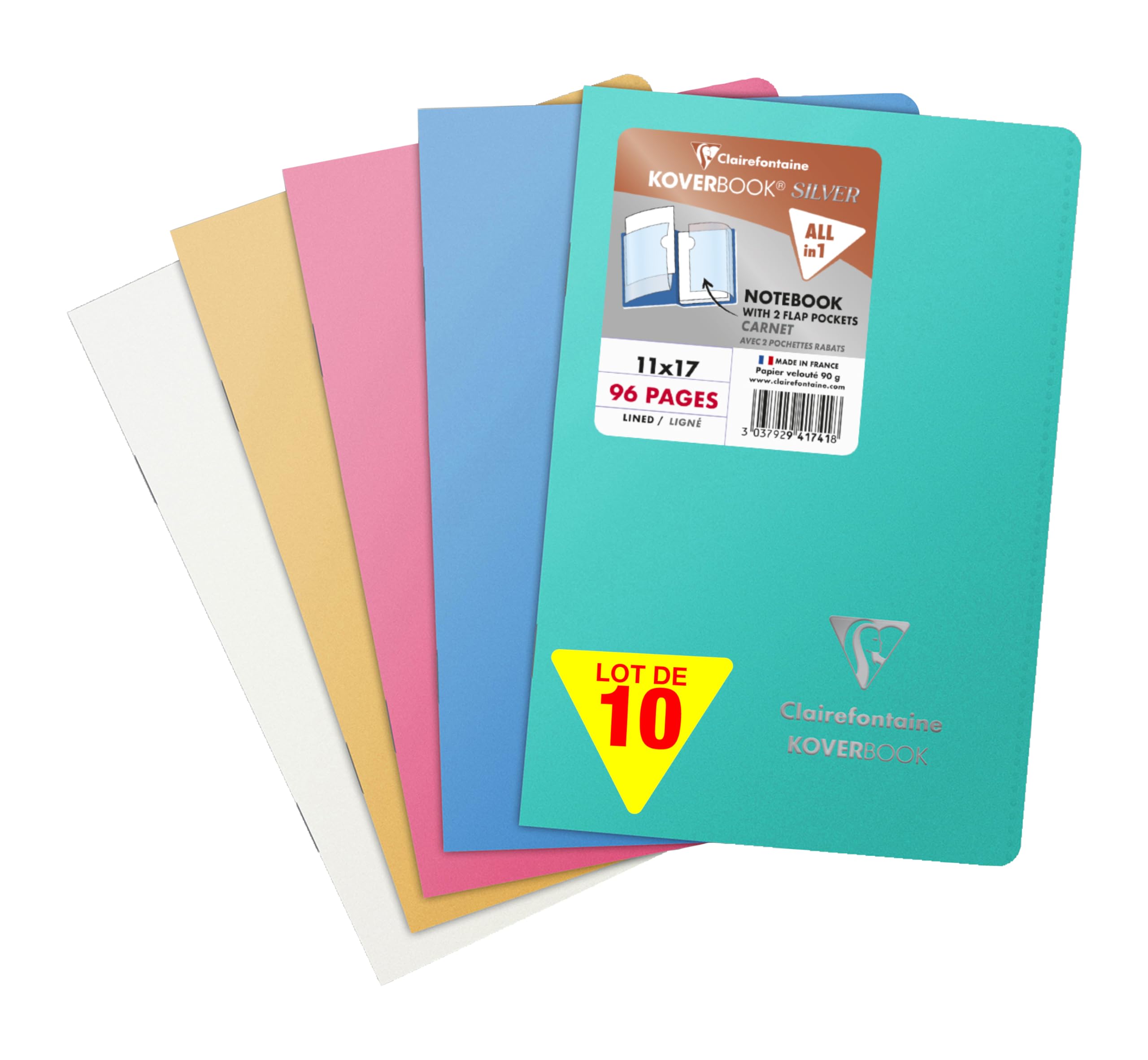 clairefontaine-koverbook-silver-lot-10-carnets-11x17-cm-96p-lign image 1