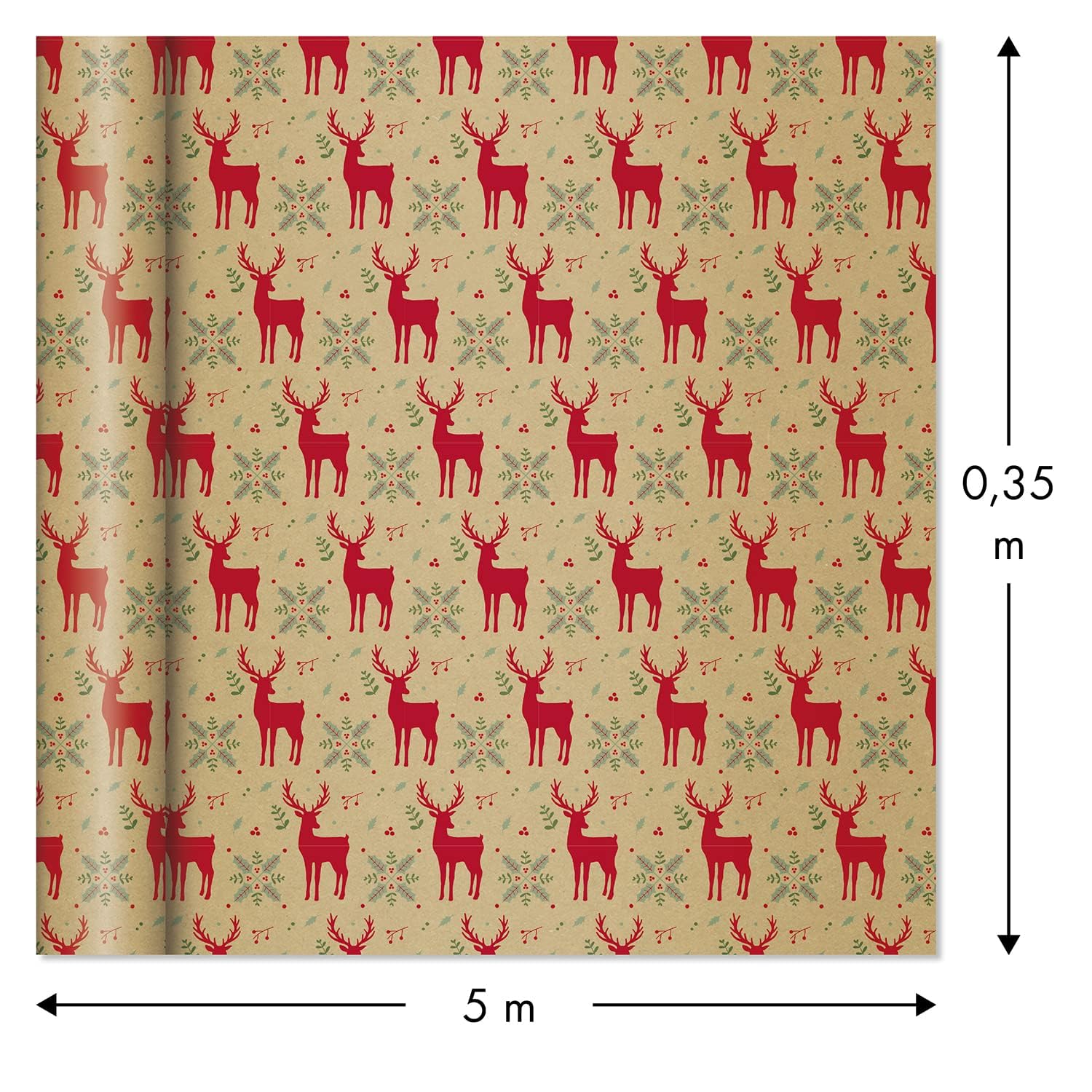 clairefontaine-223884c-rouleau-papier-cadeau-kraft-rennes-rouges-5m image 5
