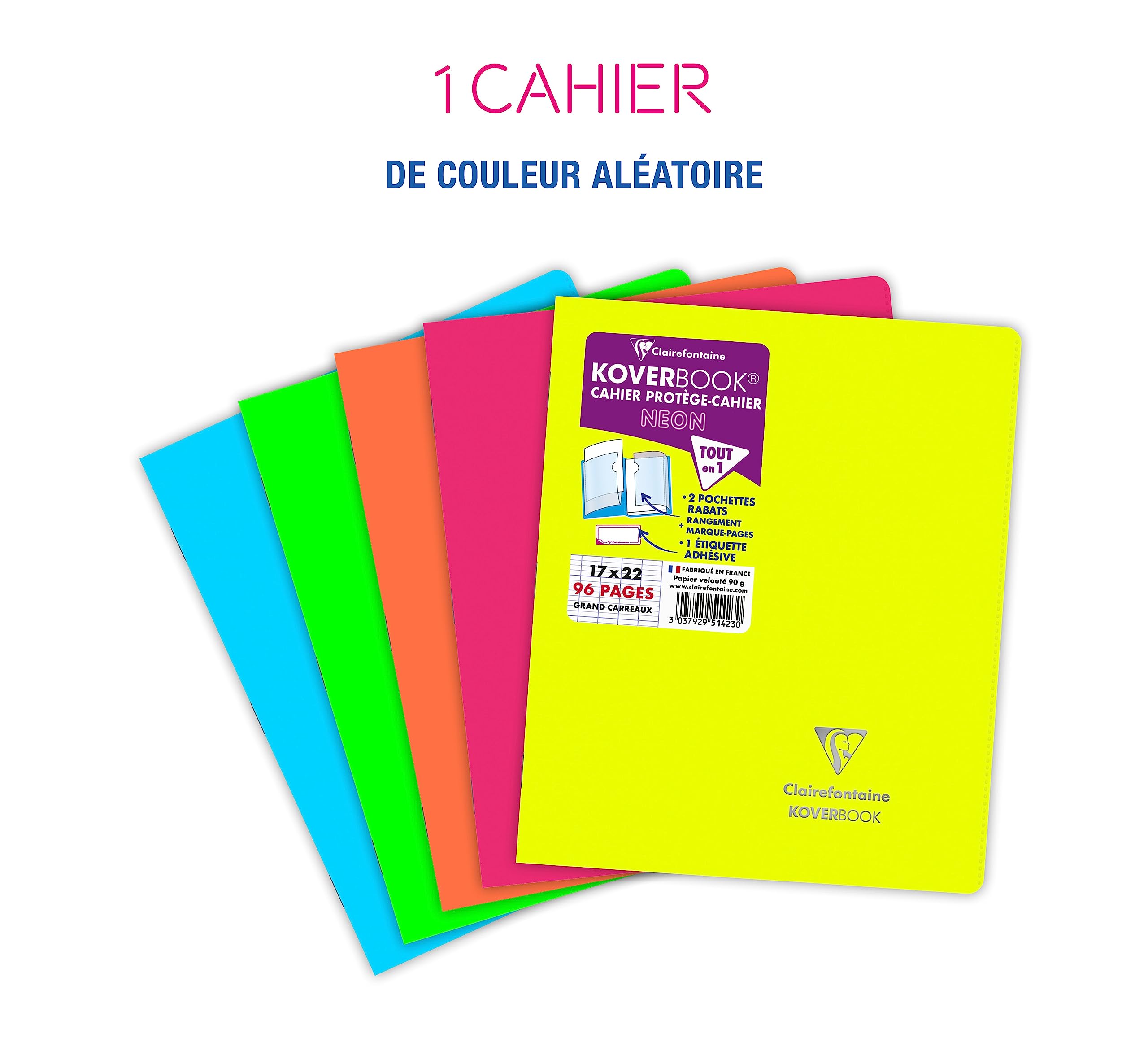 clairefontaine-koverbook-neon-cahier-17x22-grands-carreaux image 2