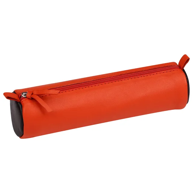clairefontaine-age-bag-8298c-trousse-cuir-orange-marron-5-5x22cm image 1