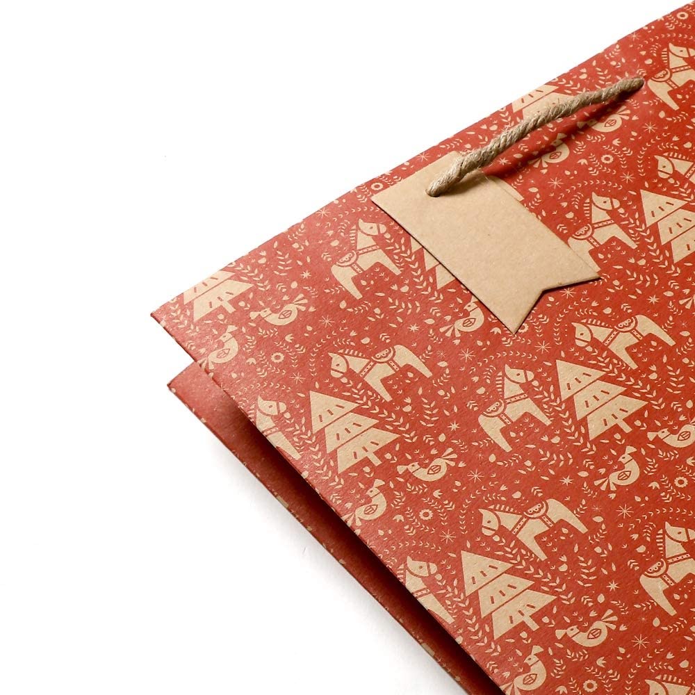 clairefontaine-tulip-sac-cadeau-kraft-26-5x14x33-cm-rouge-chevaux image 2